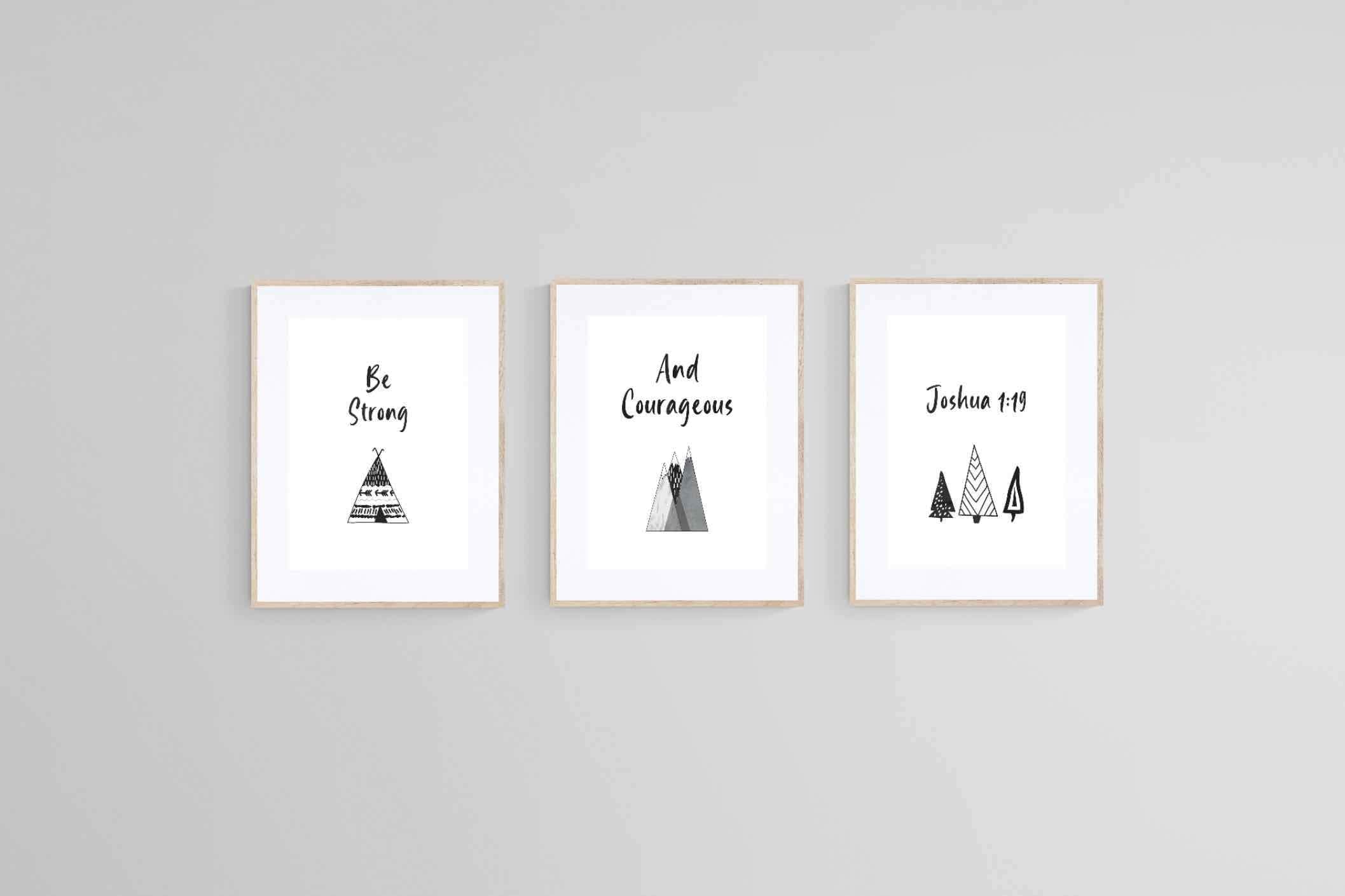 Strong & Courageous Set-Wall_Art-60 x 80cm (x3)-Framed Print-Wood-Pixalot