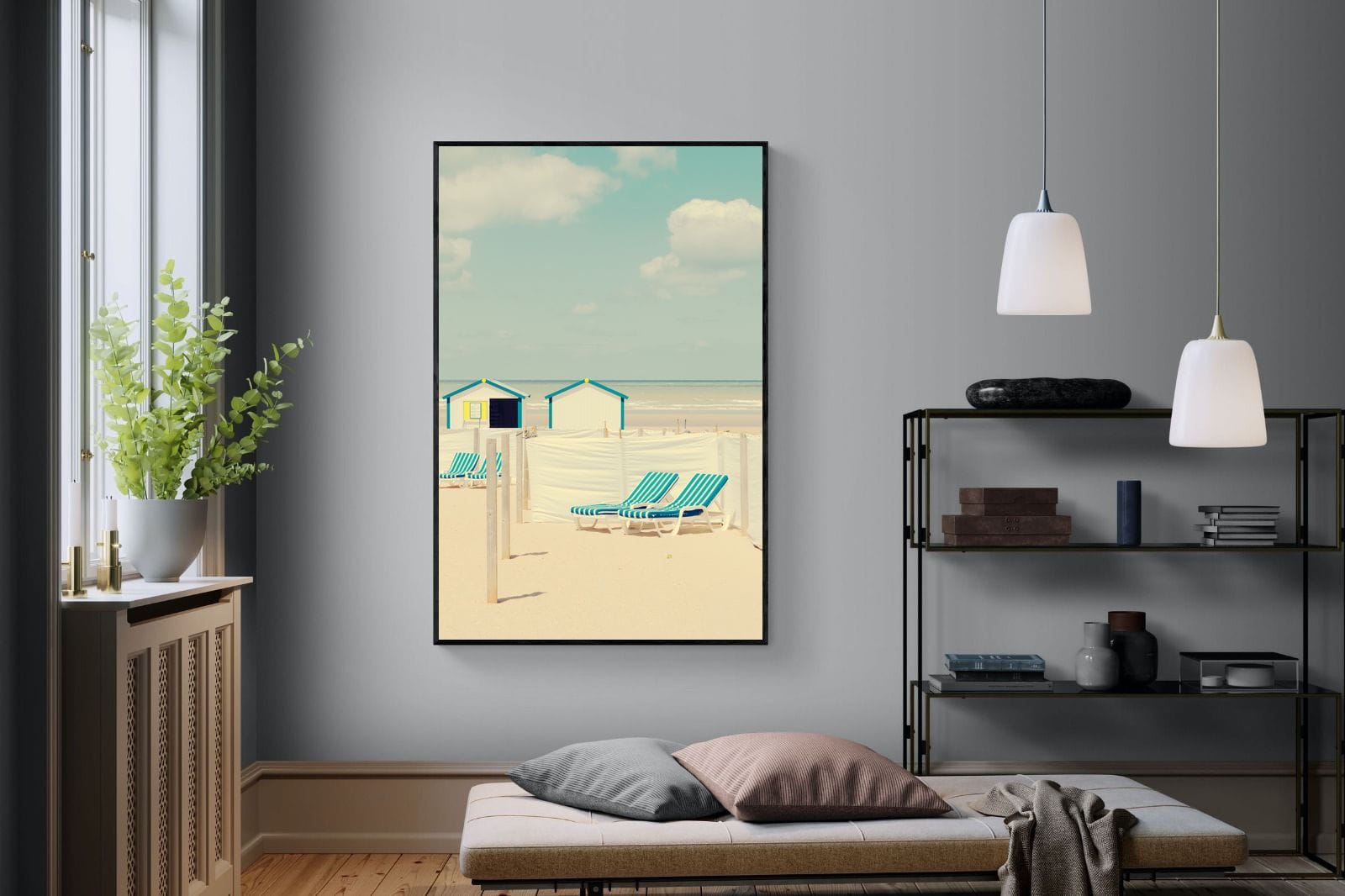 Sun Loungers-Wall_Art-120 x 180cm-Mounted Canvas-Black-Pixalot