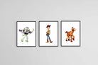 Toy Story Set of 3-Wall_Art-45 x 60cm (x3)-Mounted Canvas-Black-Pixalot