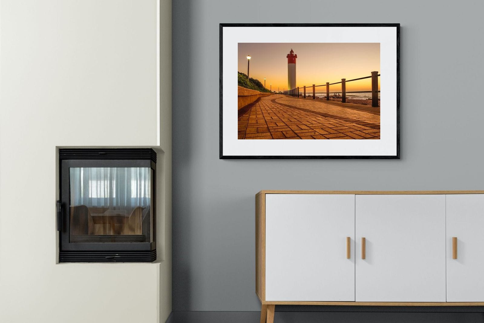 Umhlanga Promenade-Wall_Art-100 x 75cm-Framed Print-Black-Pixalot