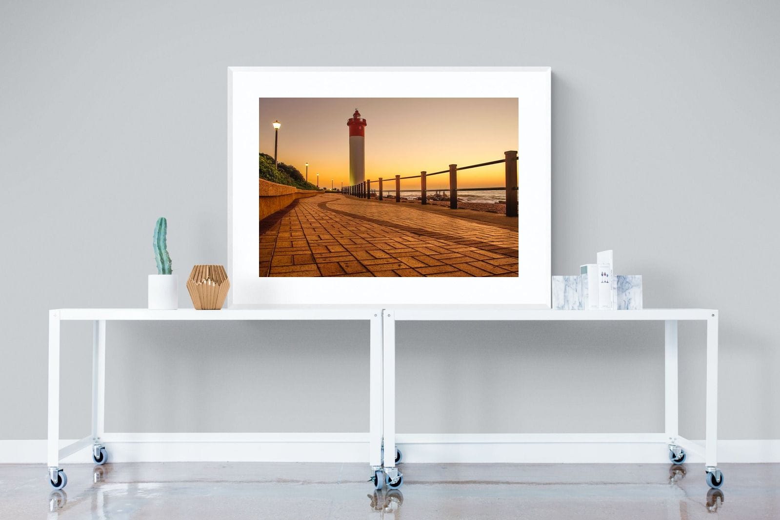 Umhlanga Promenade-Wall_Art-120 x 90cm-Framed Print-White-Pixalot