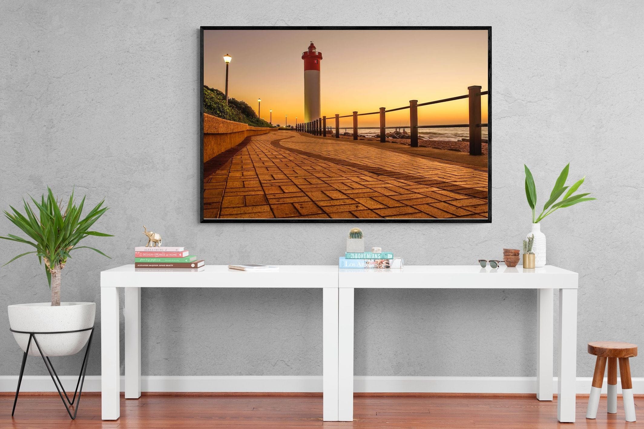 Umhlanga Promenade-Wall_Art-150 x 100cm-Mounted Canvas-Black-Pixalot