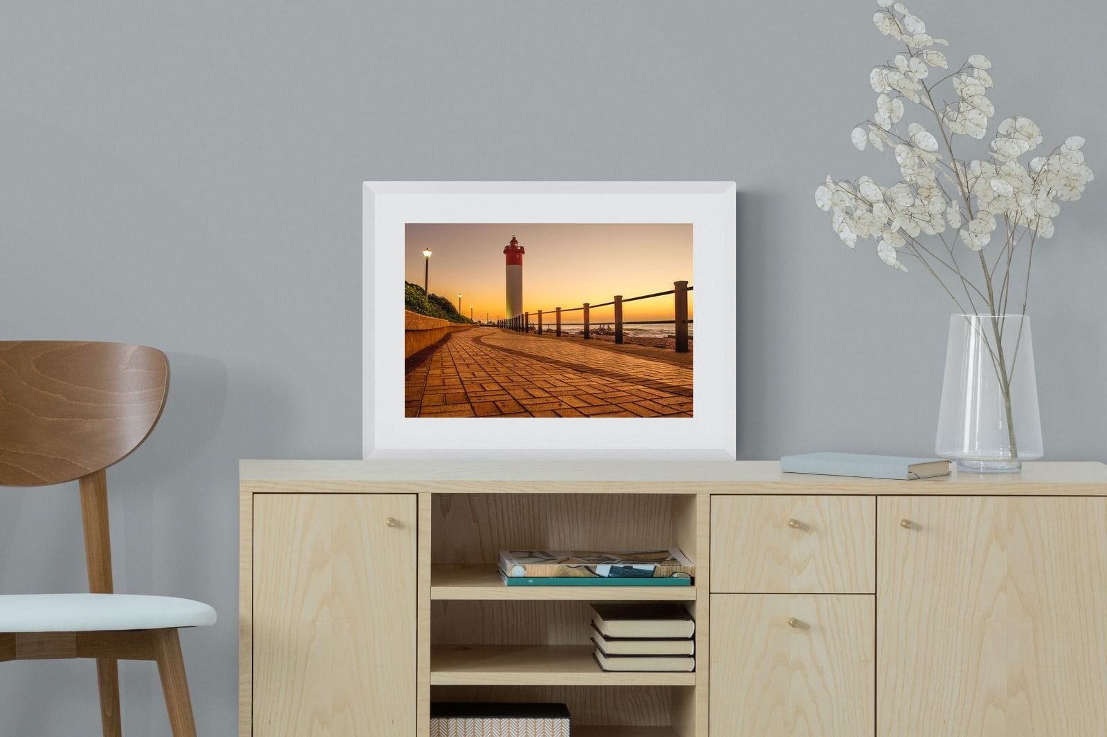 Umhlanga Promenade-Wall_Art-60 x 45cm-Framed Print-White-Pixalot