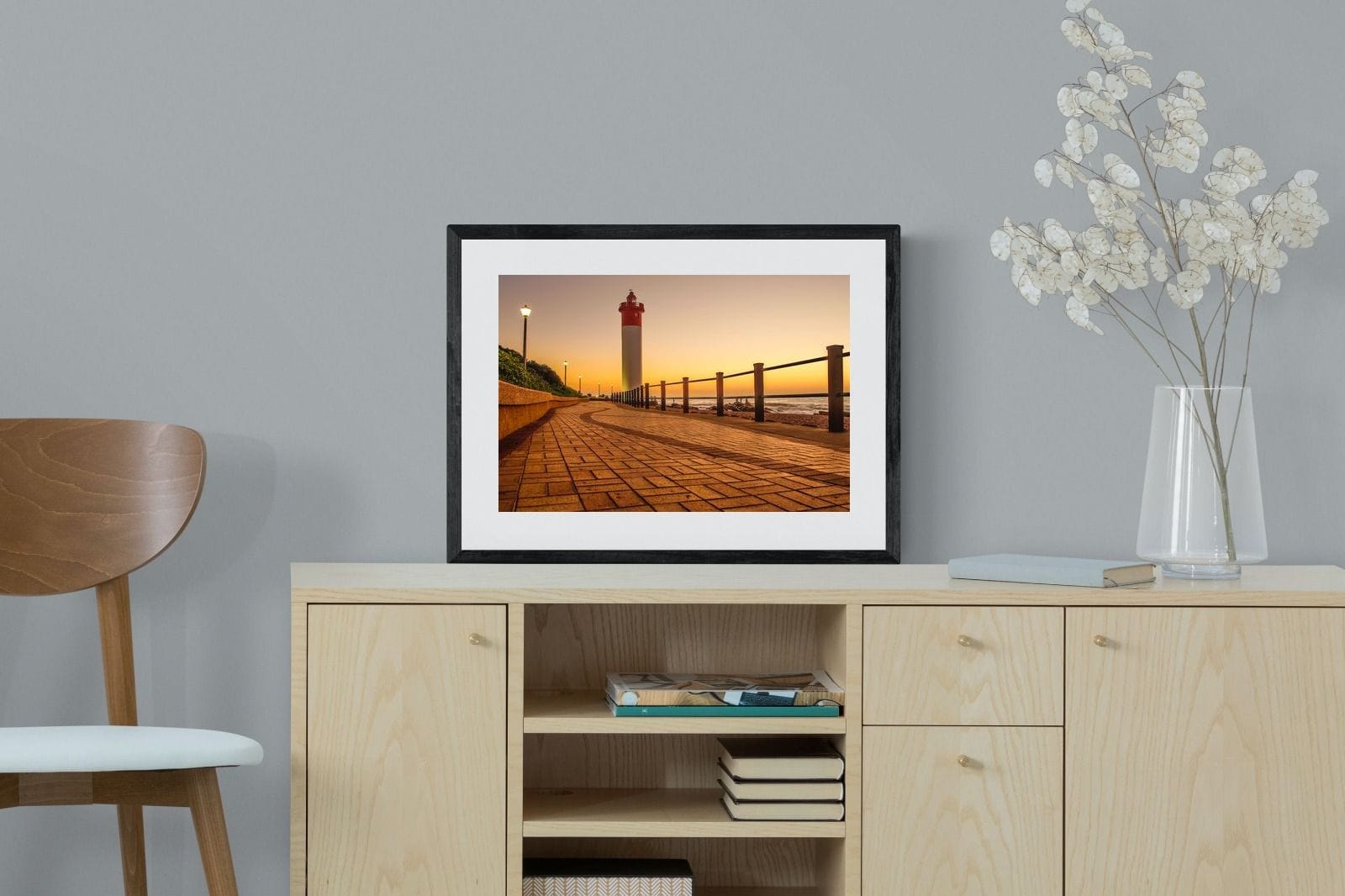 Umhlanga Promenade-Wall_Art-60 x 45cm-Framed Print-Black-Pixalot