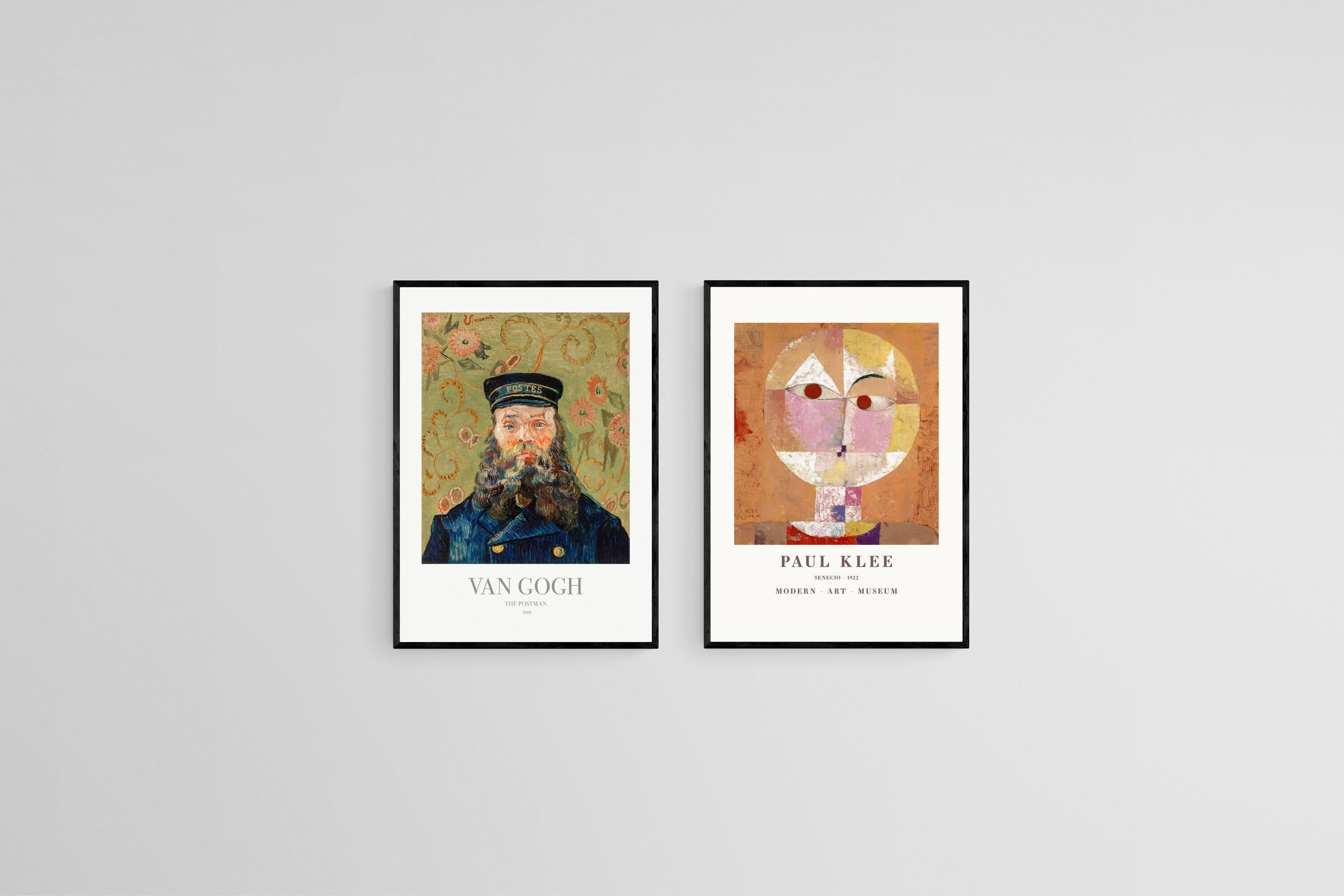 VVG & Klee Set-Wall_Art-45 x 60cm (x2)-Mounted Canvas-Black-Pixalot