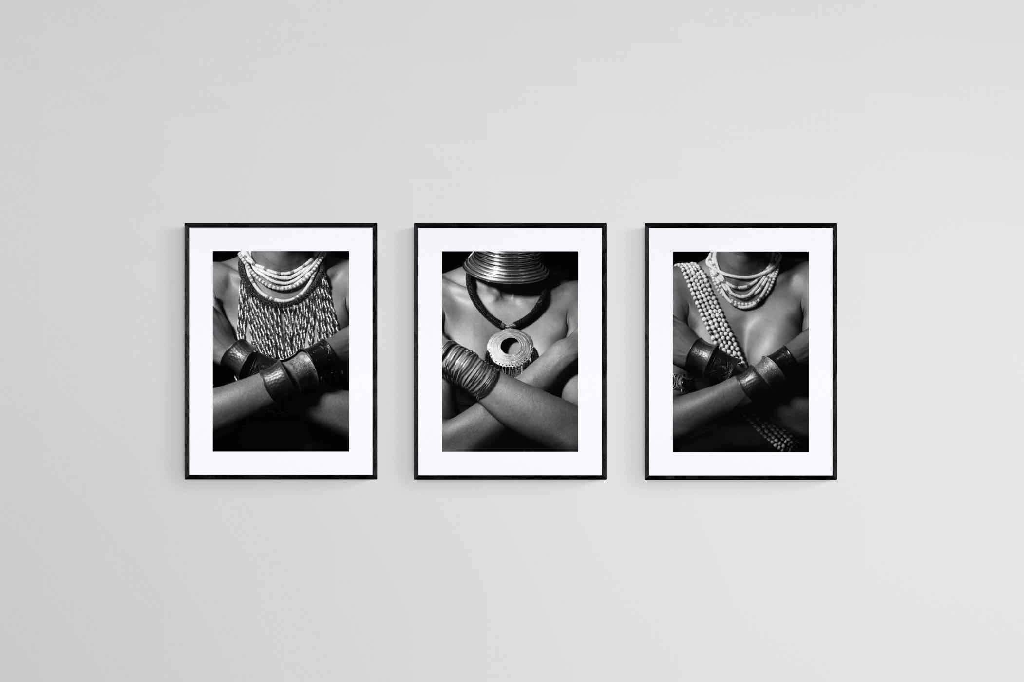 Warrior Princess Set-Wall_Art-45 x 60cm (x3)-Framed Print-Black-Pixalot