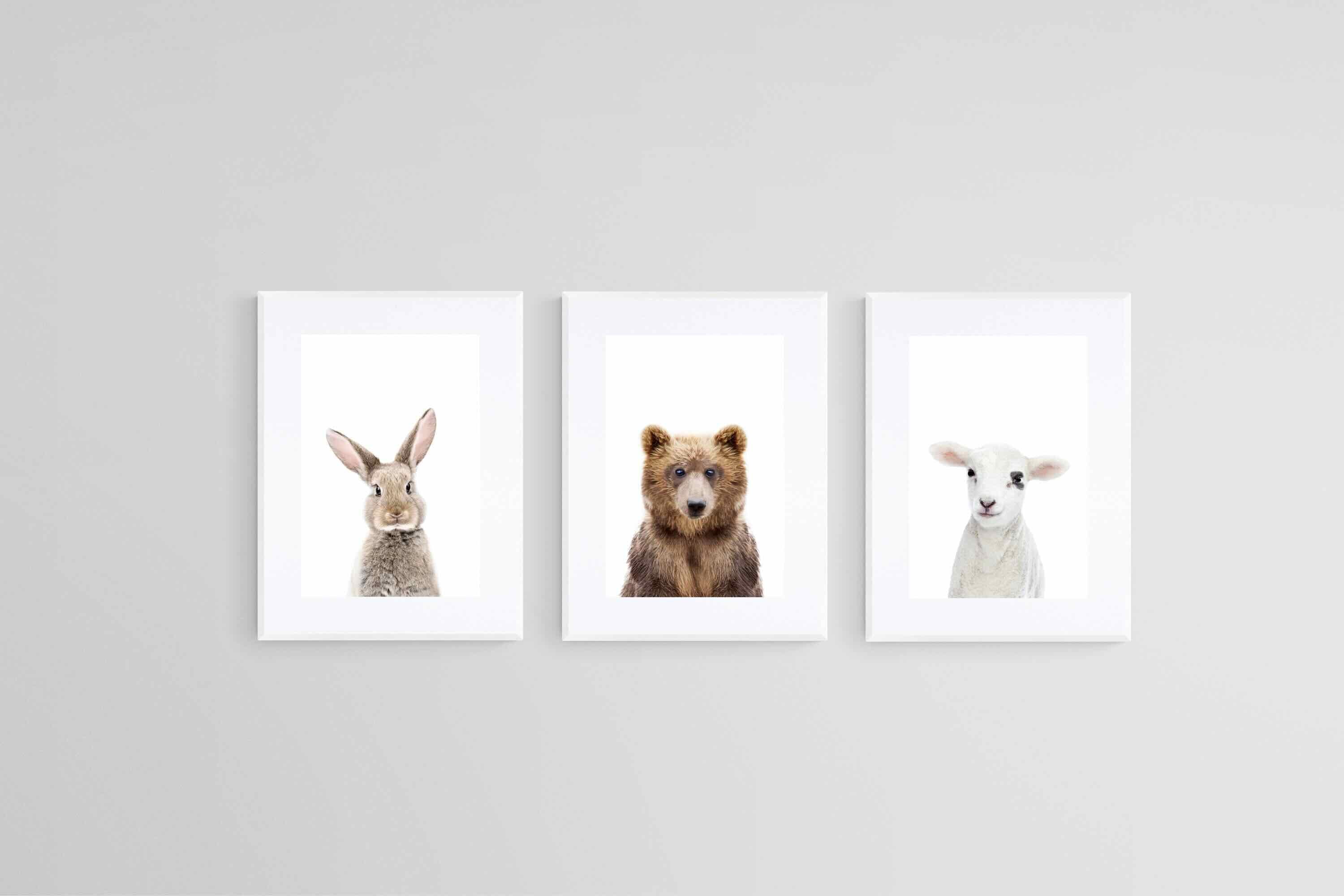 Adorable Trio Set-Wall_Art-45 x 60cm (x3)-Framed Print-White-Pixalot