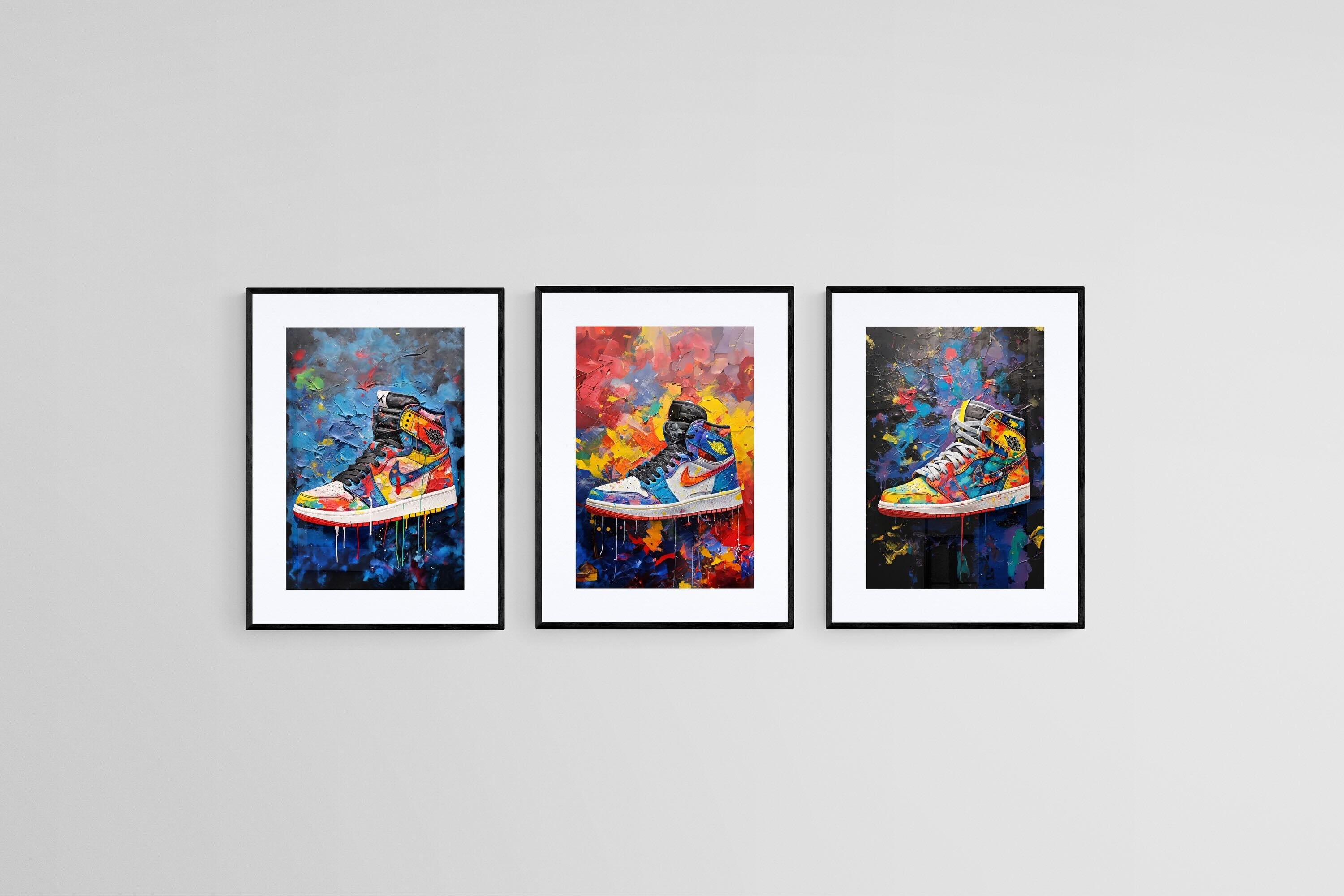 Air Jordan Set-Wall_Art-45 x 60cm (x3)-Framed Print-Black-Pixalot