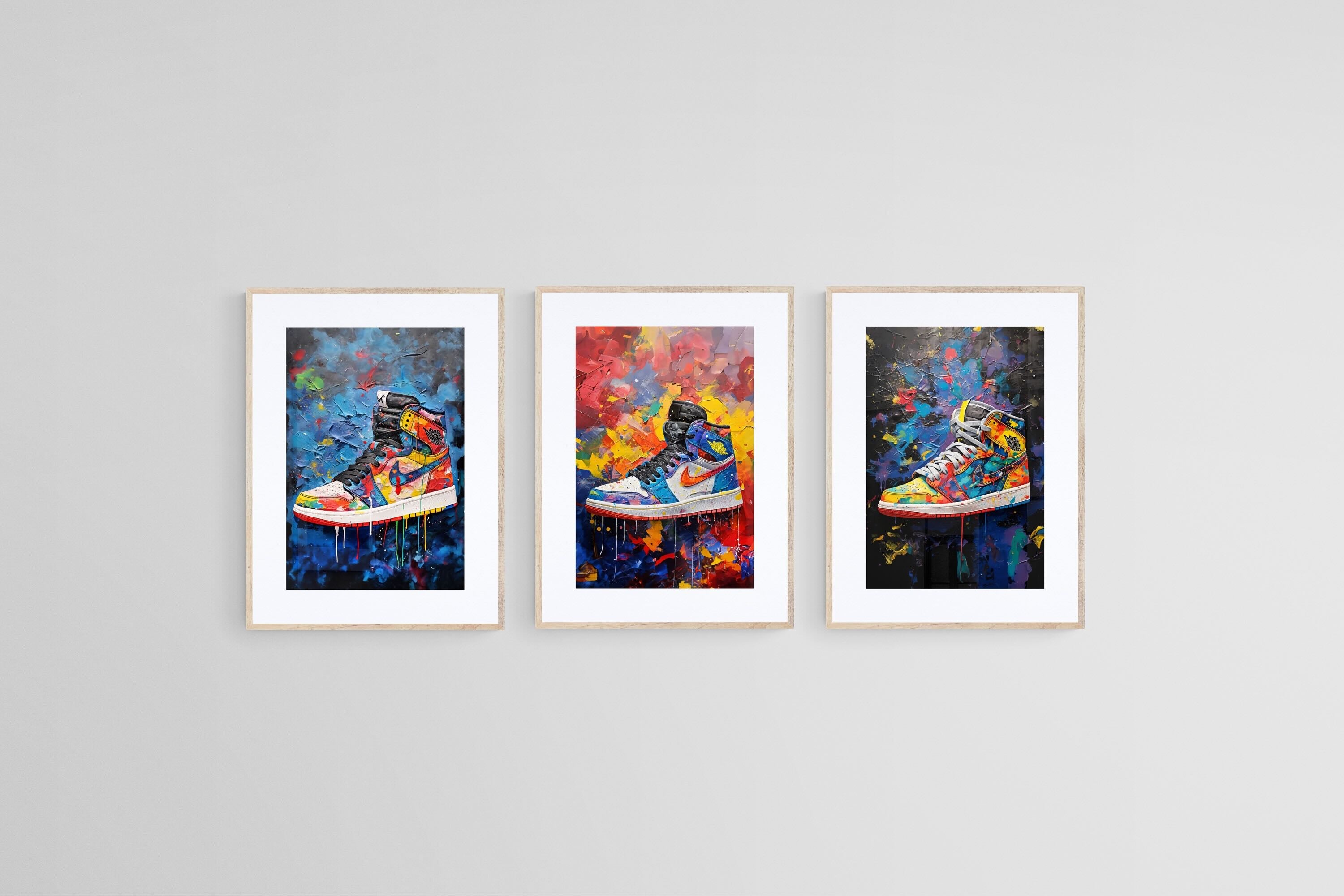 Air Jordan Set-Wall_Art-45 x 60cm (x3)-Framed Print-Wood-Pixalot