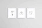Animal Friends Set-Wall_Art-60 x 80cm (x3)-Framed Print-White-Pixalot