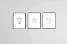 Animal Friends Set-Wall_Art-60 x 80cm (x3)-Framed Print-Black-Pixalot