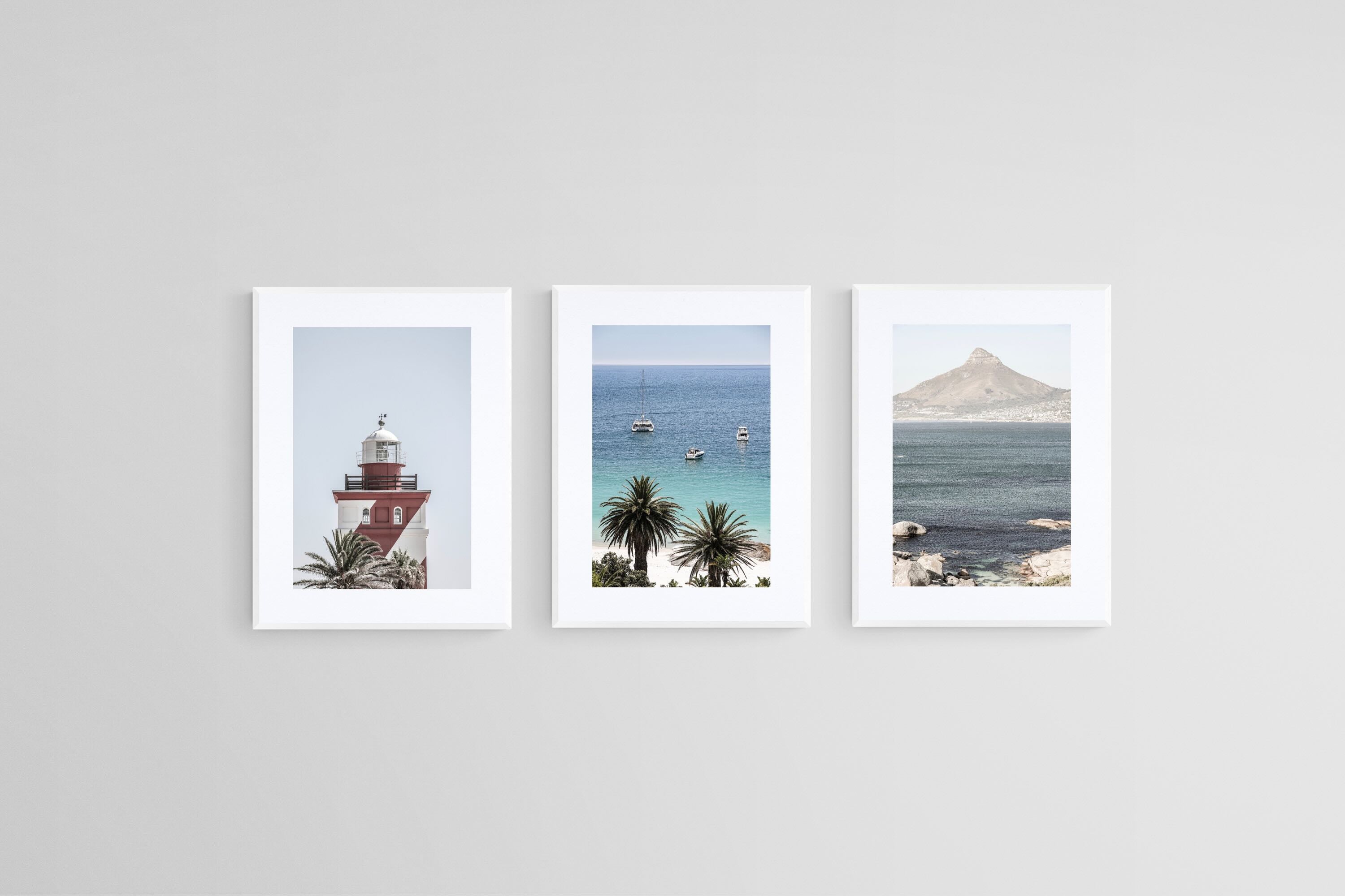 Atlantic Seaboard Set-Wall_Art-45 x 60cm (x3)-Framed Print-White-Pixalot
