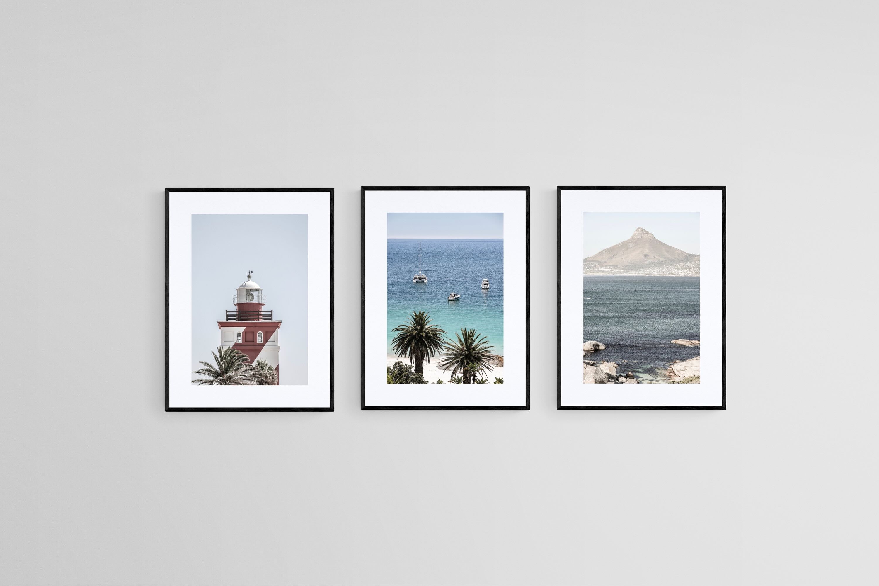 Atlantic Seaboard Set-Wall_Art-45 x 60cm (x3)-Framed Print-Black-Pixalot