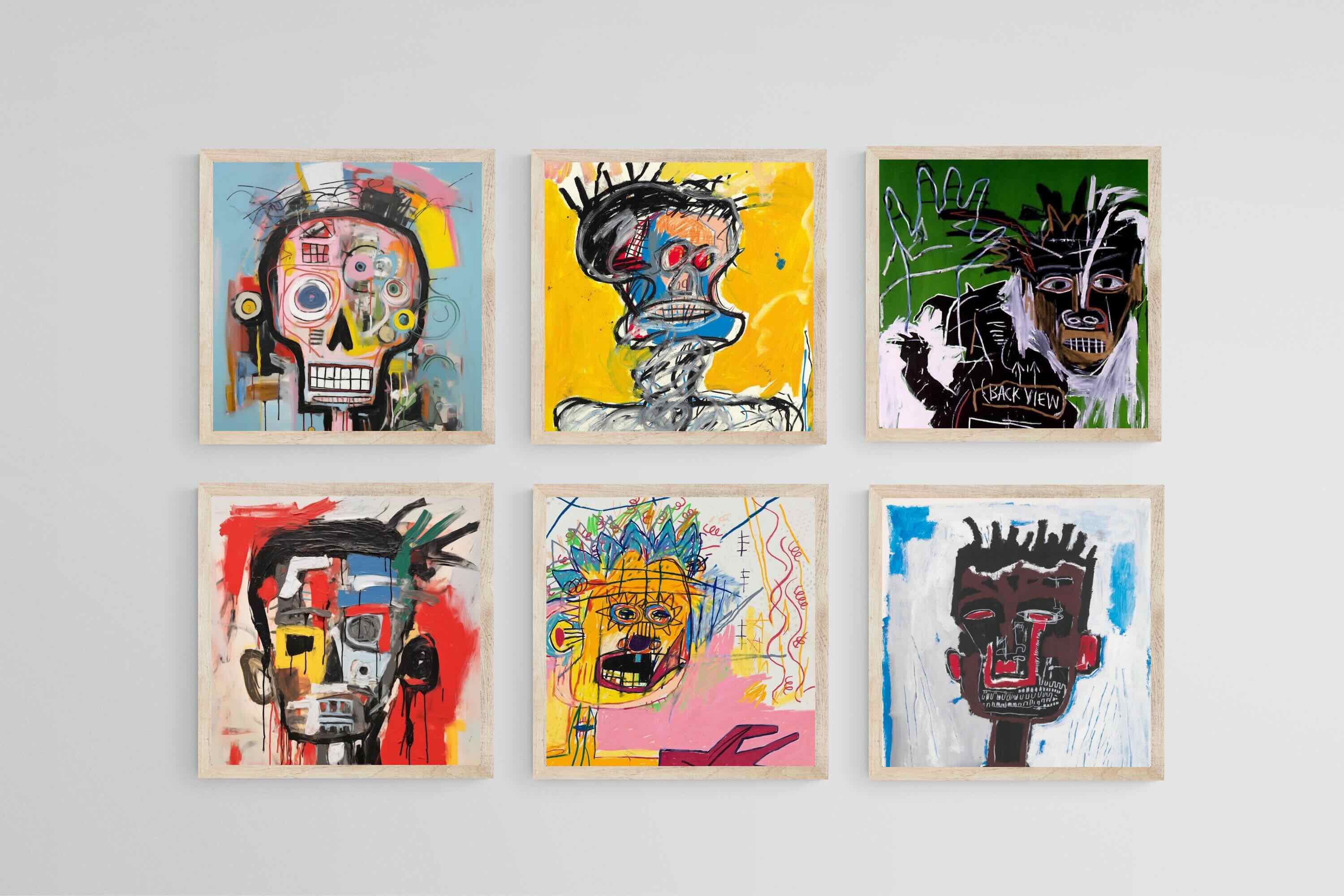 Basquiat Set-Wall_Art-30 x 30cm (x6)-Mounted Canvas-Wood-Pixalot