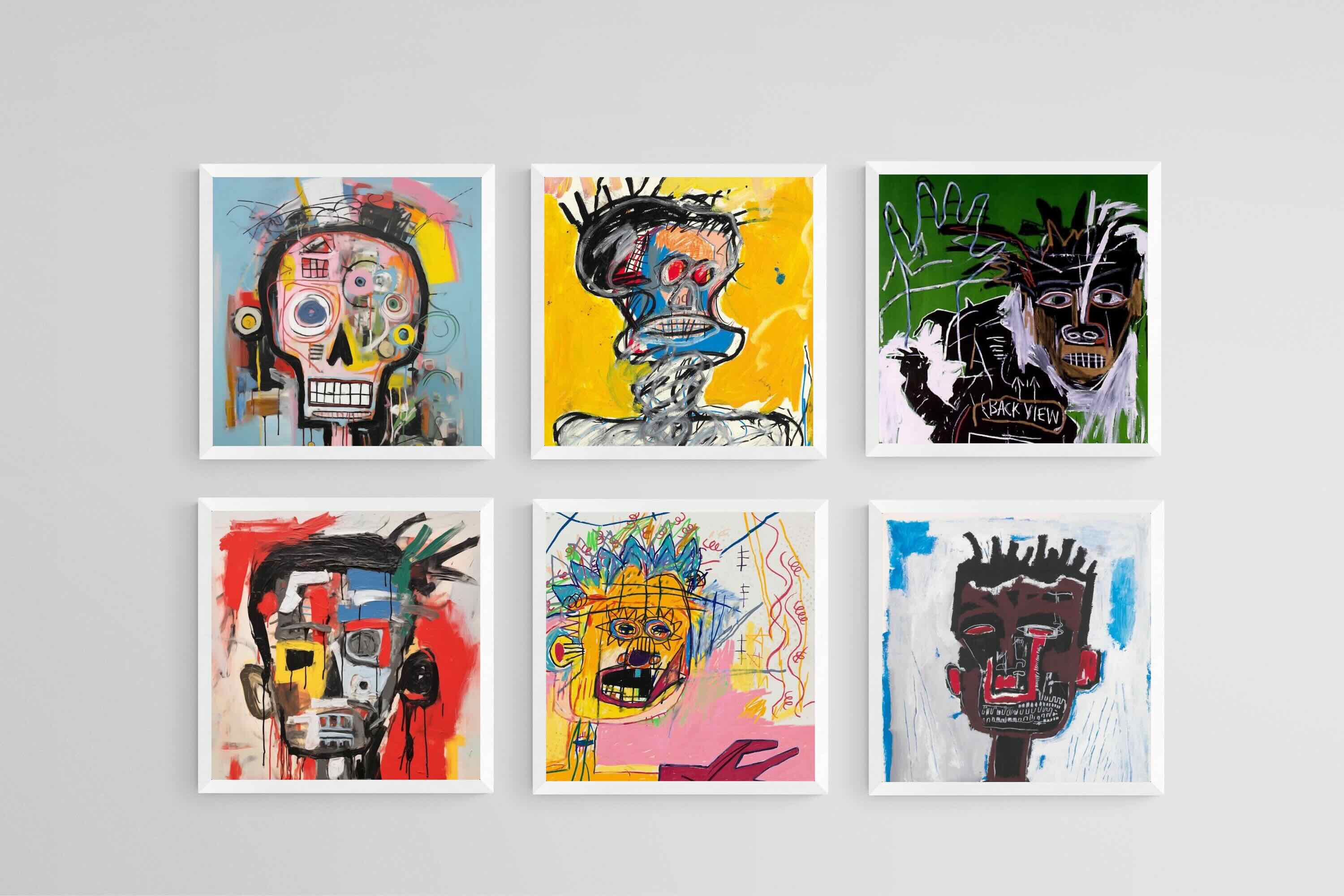 Basquiat Set-Wall_Art-30 x 30cm (x6)-Mounted Canvas-White-Pixalot