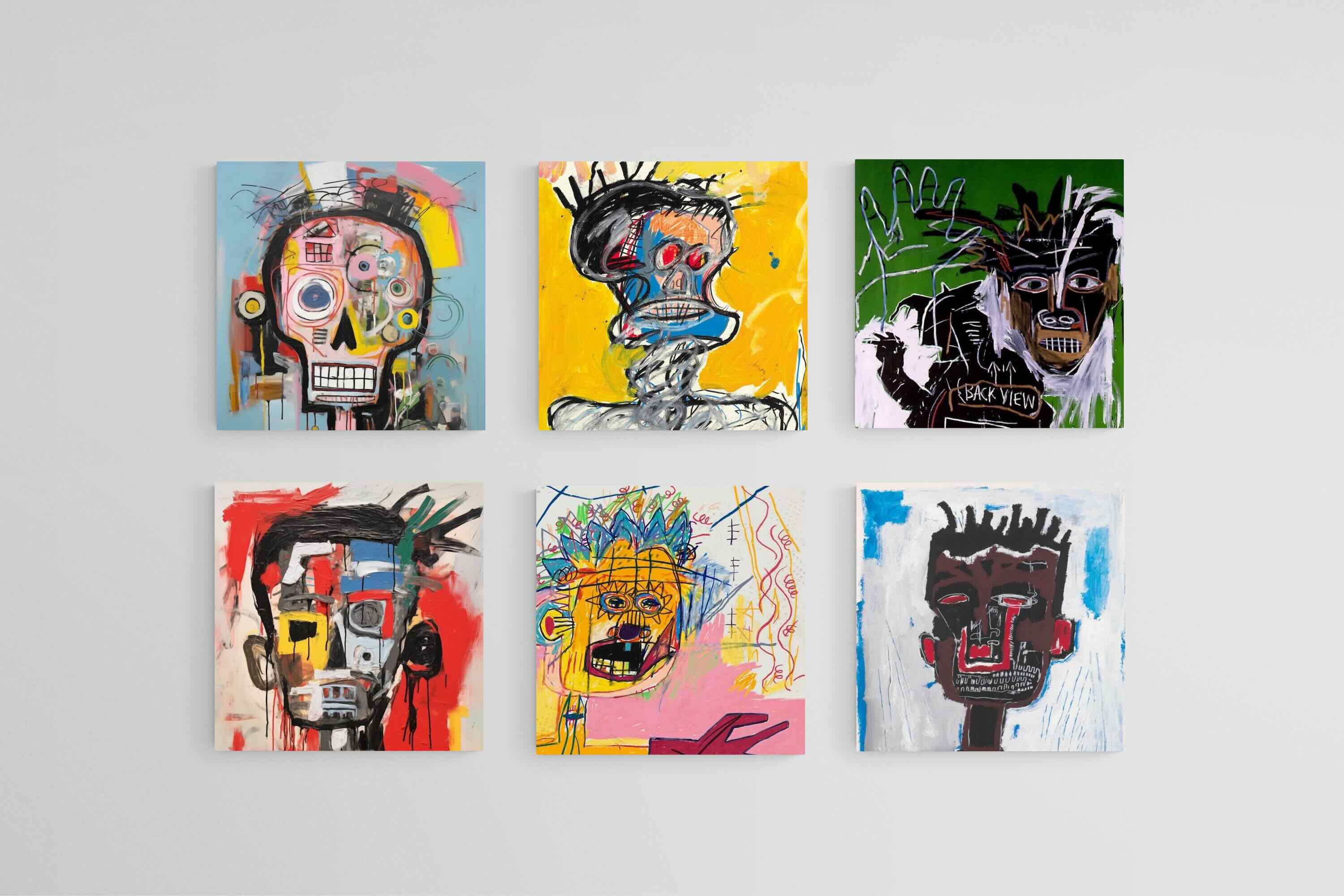 Basquiat Set-Wall_Art-30 x 30cm (x6)-Mounted Canvas-No Frame-Pixalot