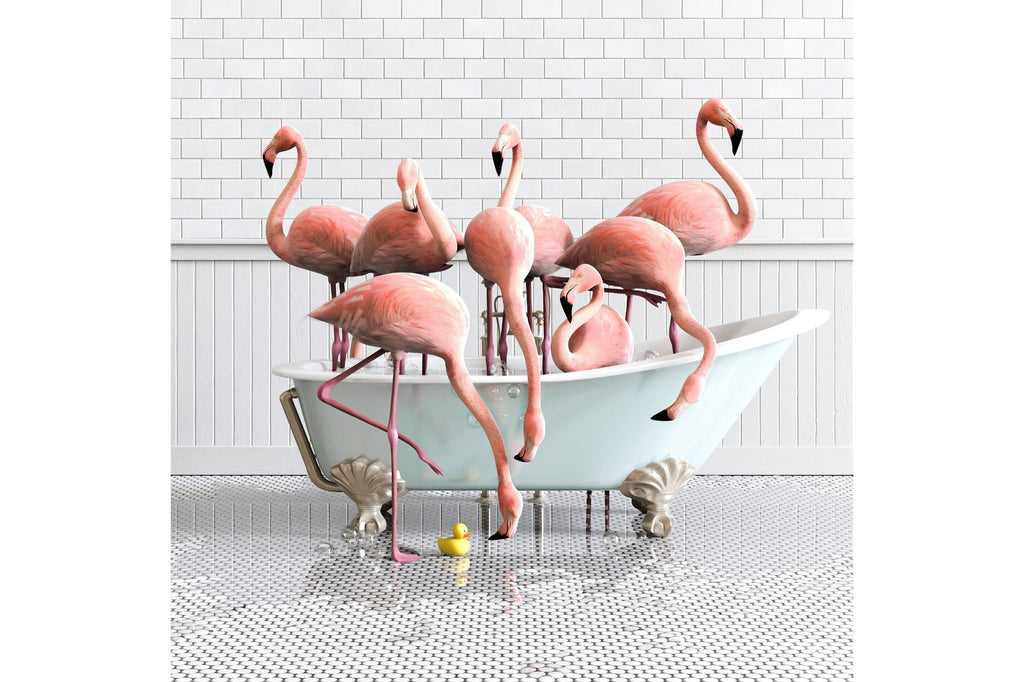 Bathtub Flamingos