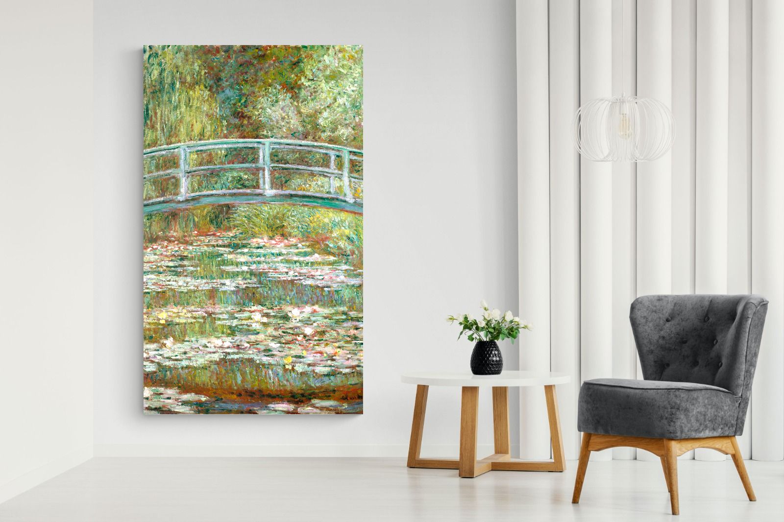 Pixalot Bridge over a Pond of Water Lilies