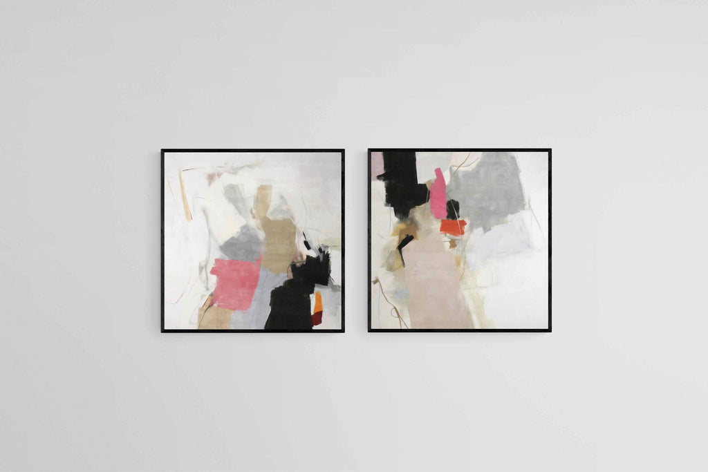 Cause & Effect Set-Wall_Art-50 x 50cm (x2)-Mounted Canvas-Black-Pixalot
