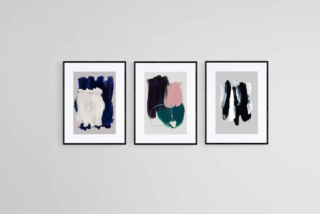Chromatic Layers Set-Wall_Art-45 x 60cm (x3)-Framed Print-Black-Pixalot
