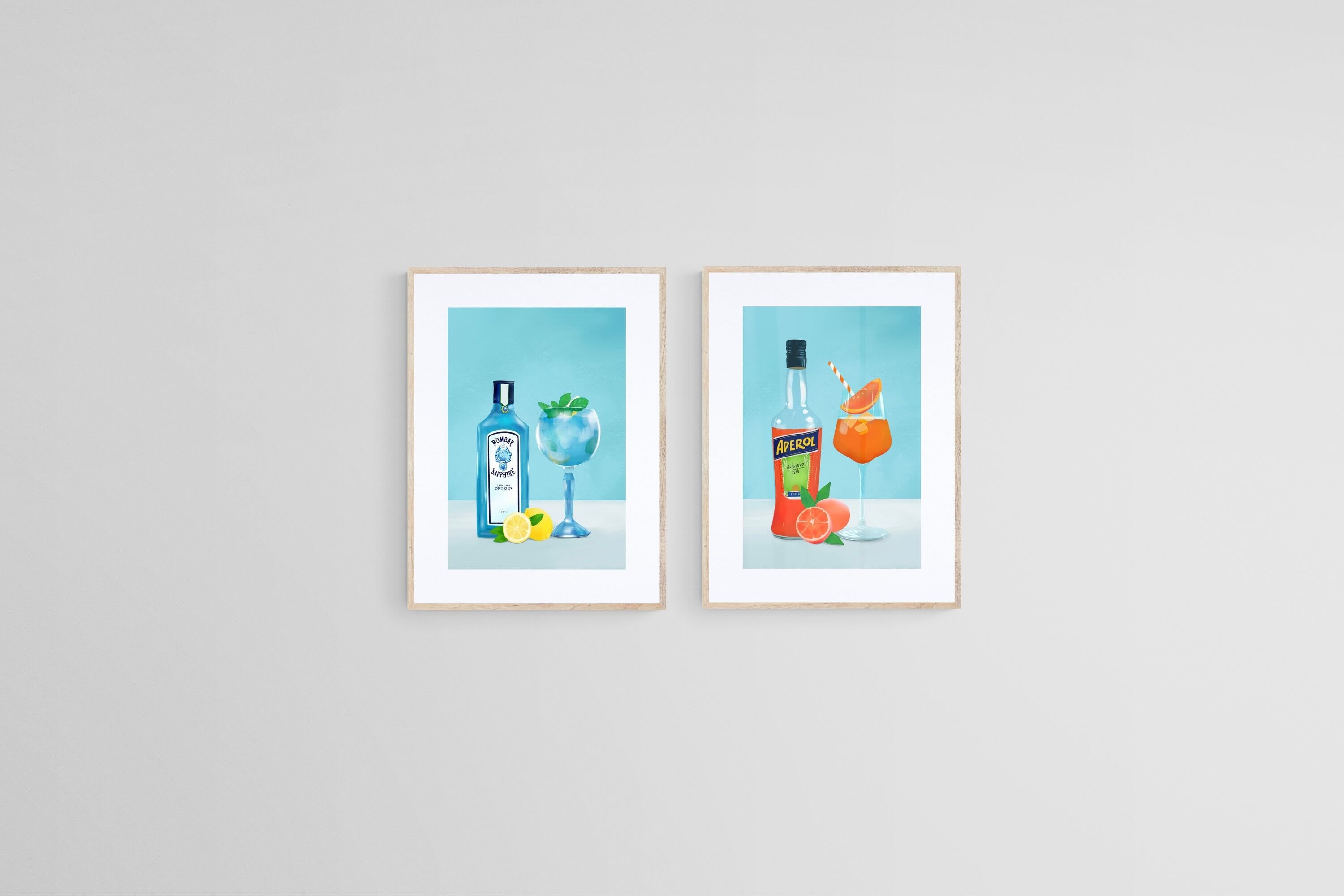 Cocktail Hour Set-Wall_Art-45 x 60cm (x2)-Framed Print-Wood-Pixalot