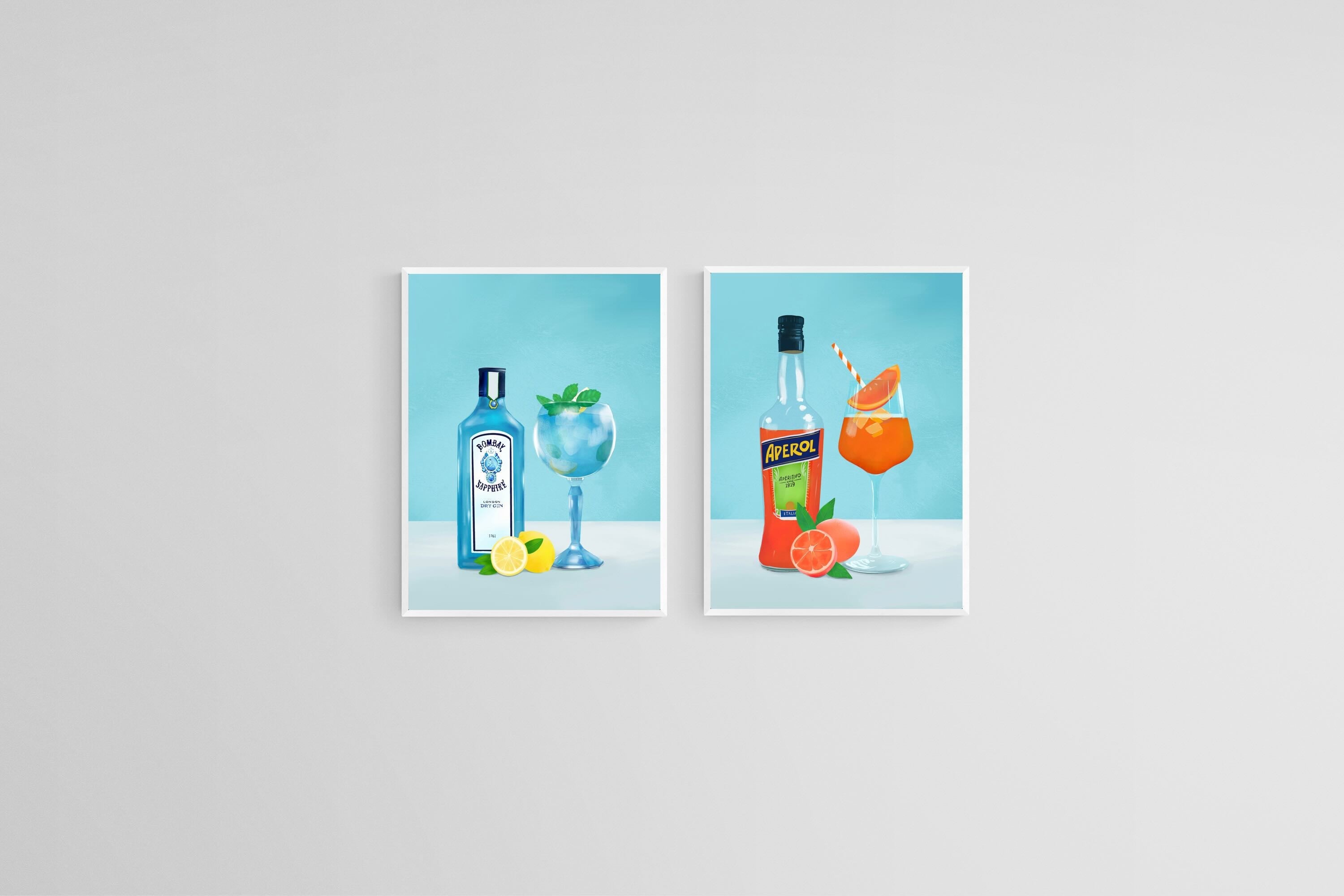 Cocktail Hour Set-Wall_Art-45 x 60cm (x2)-Mounted Canvas-White-Pixalot