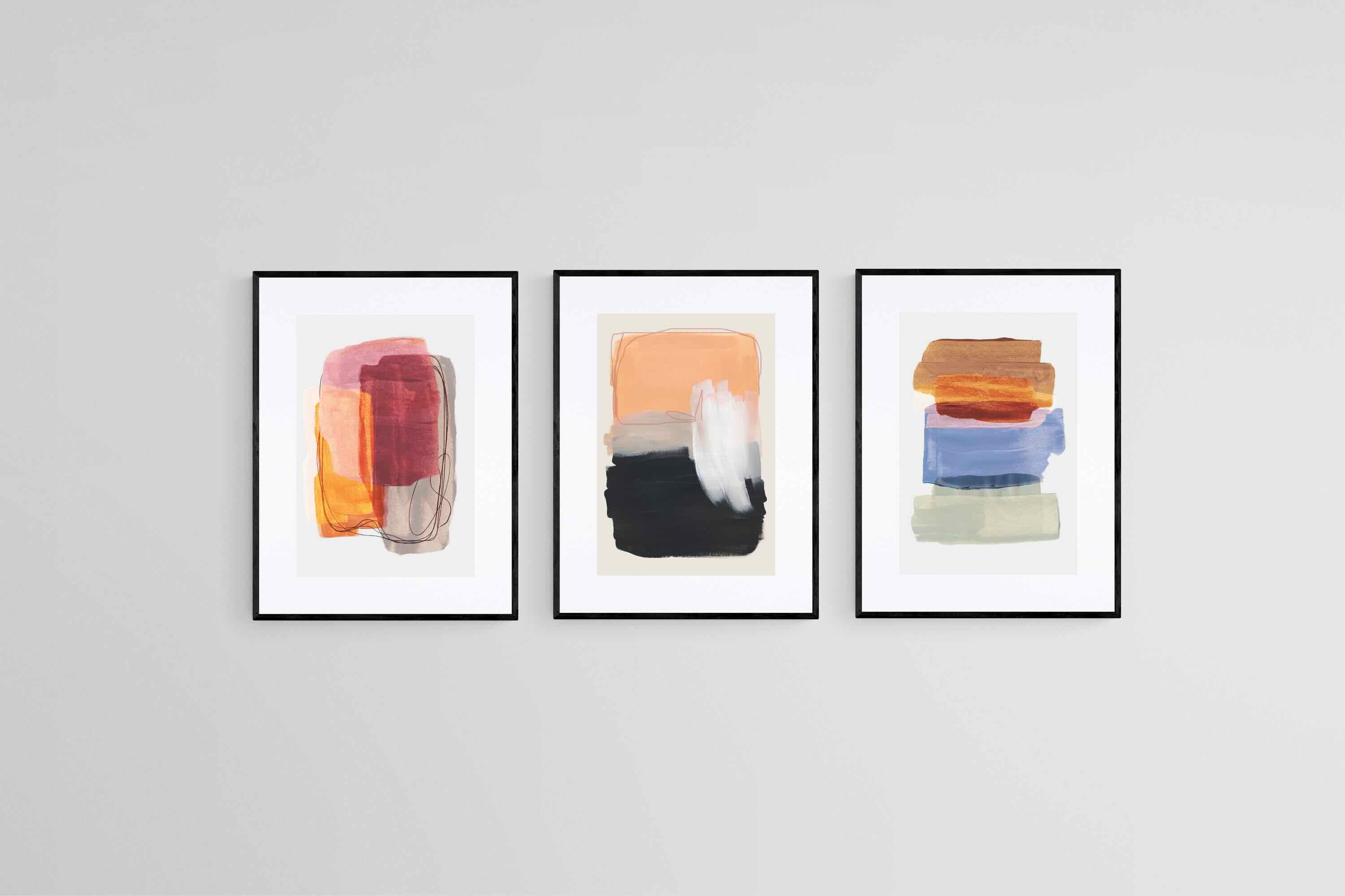 Colourfield Trio Set-Wall_Art-45 x 60cm (x3)-Framed Print-Black-Pixalot
