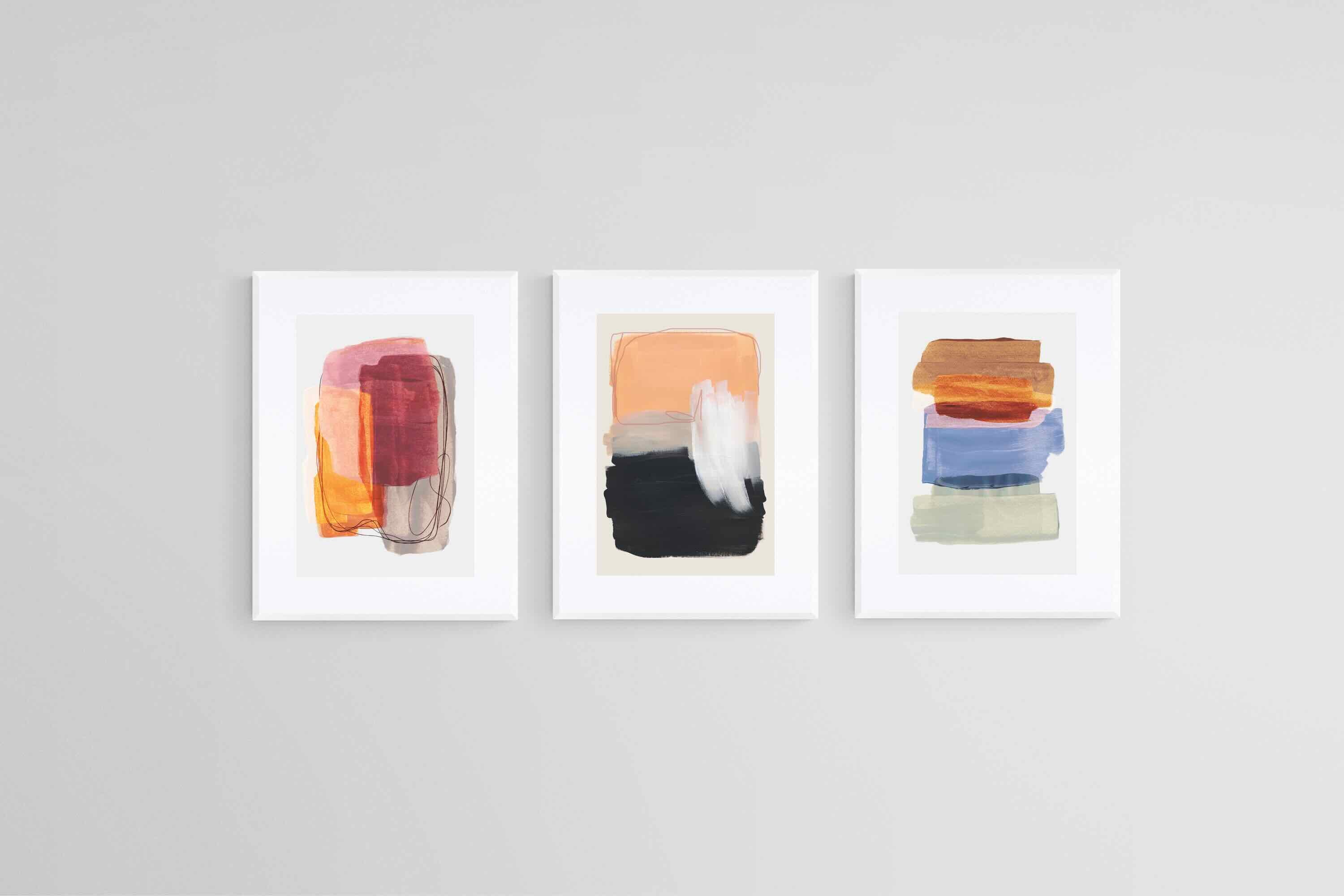 Colourfield Trio Set-Wall_Art-45 x 60cm (x3)-Framed Print-White-Pixalot