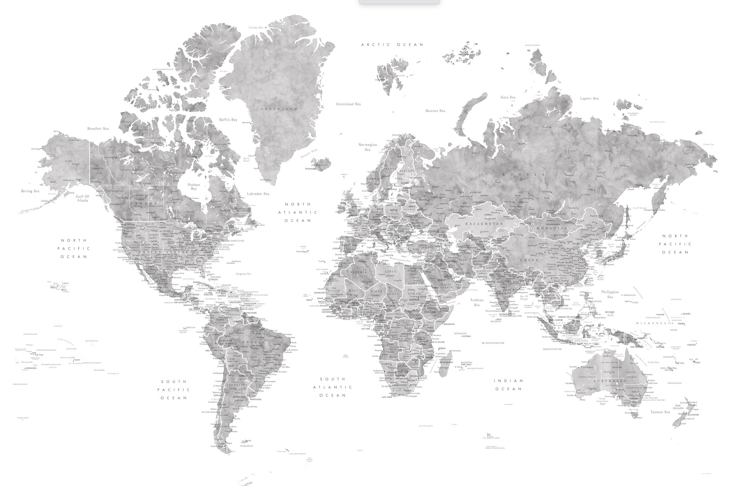 Detailed World (Grey)-Wall_Art-Pixalot
