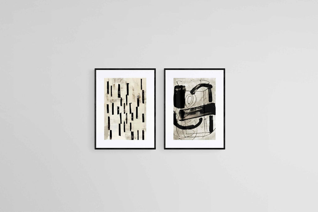 Dichotomy in Monochrome Set-Wall_Art-45 x 60cm (x2)-Framed Print-Black-Pixalot