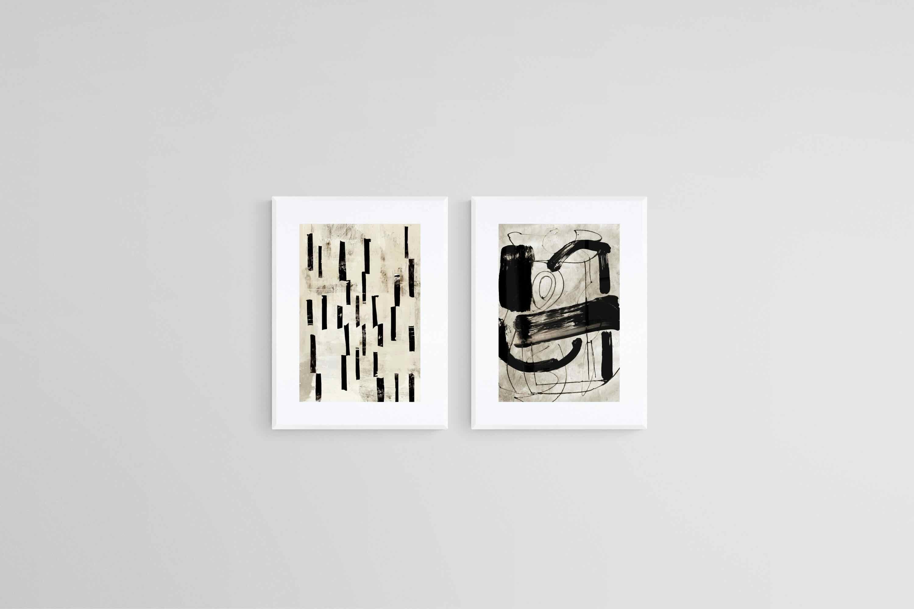 Dichotomy in Monochrome Set-Wall_Art-45 x 60cm (x2)-Framed Print-White-Pixalot