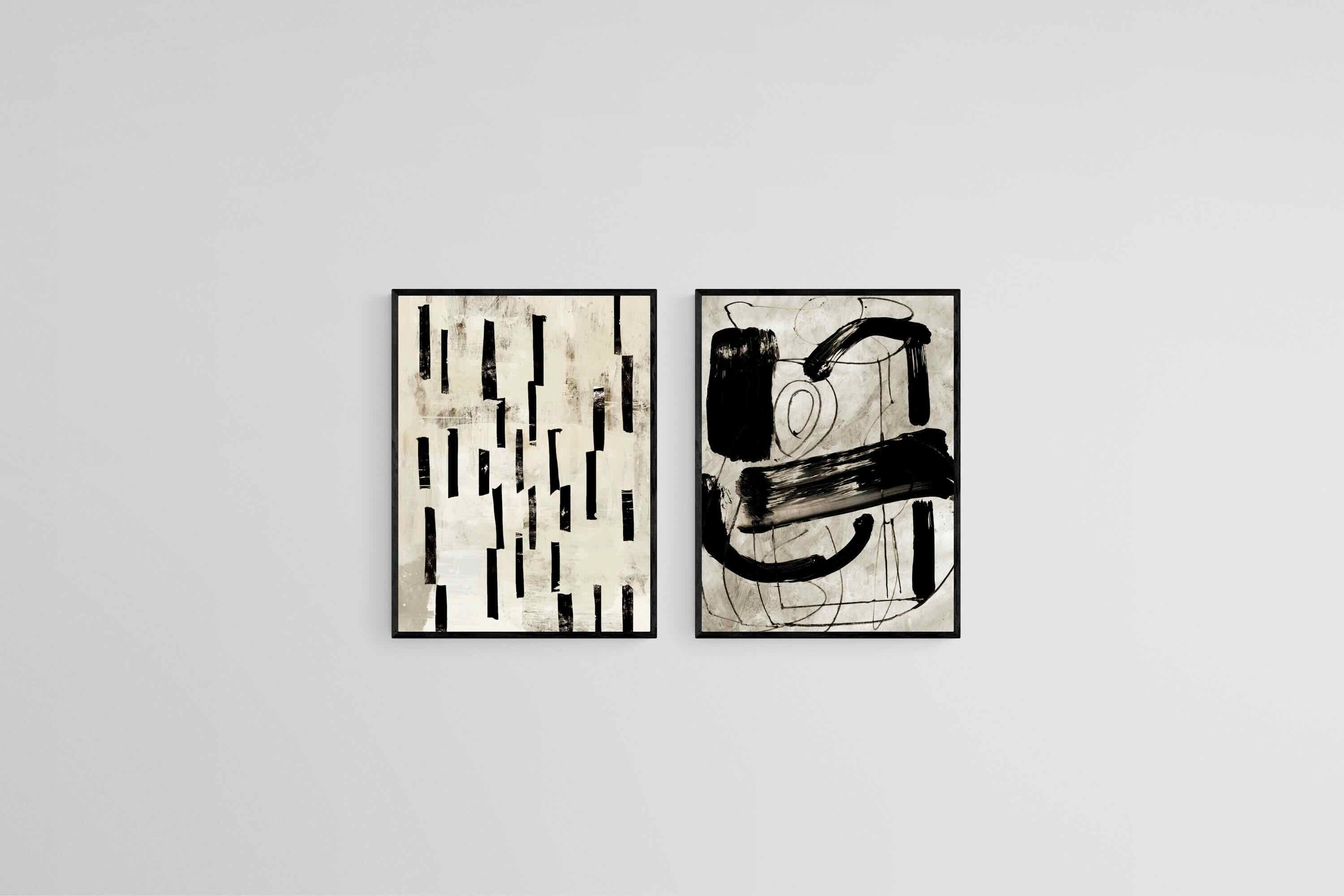 Dichotomy in Monochrome Set-Wall_Art-45 x 60cm (x2)-Mounted Canvas-Black-Pixalot