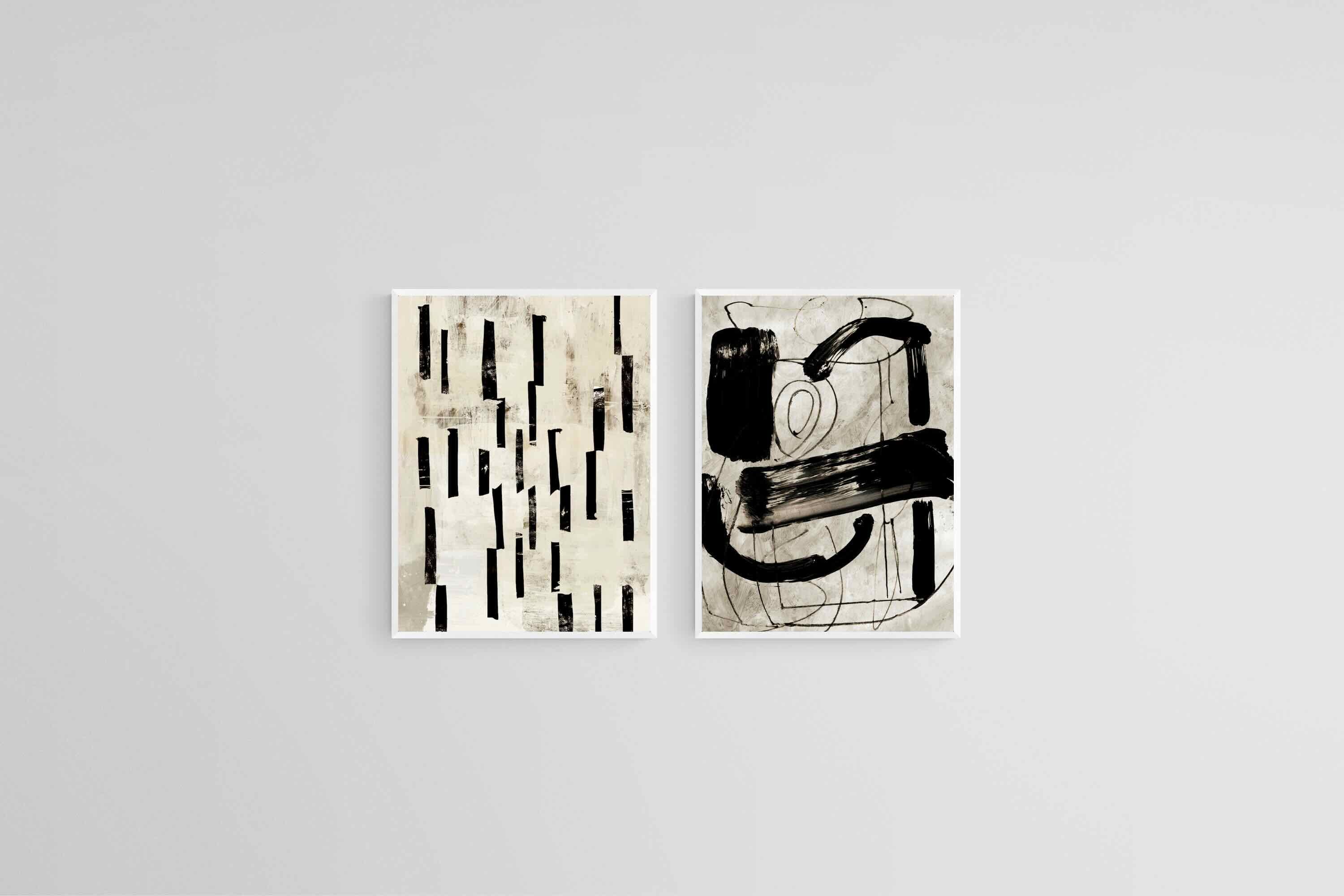 Dichotomy in Monochrome Set-Wall_Art-45 x 60cm (x2)-Mounted Canvas-White-Pixalot