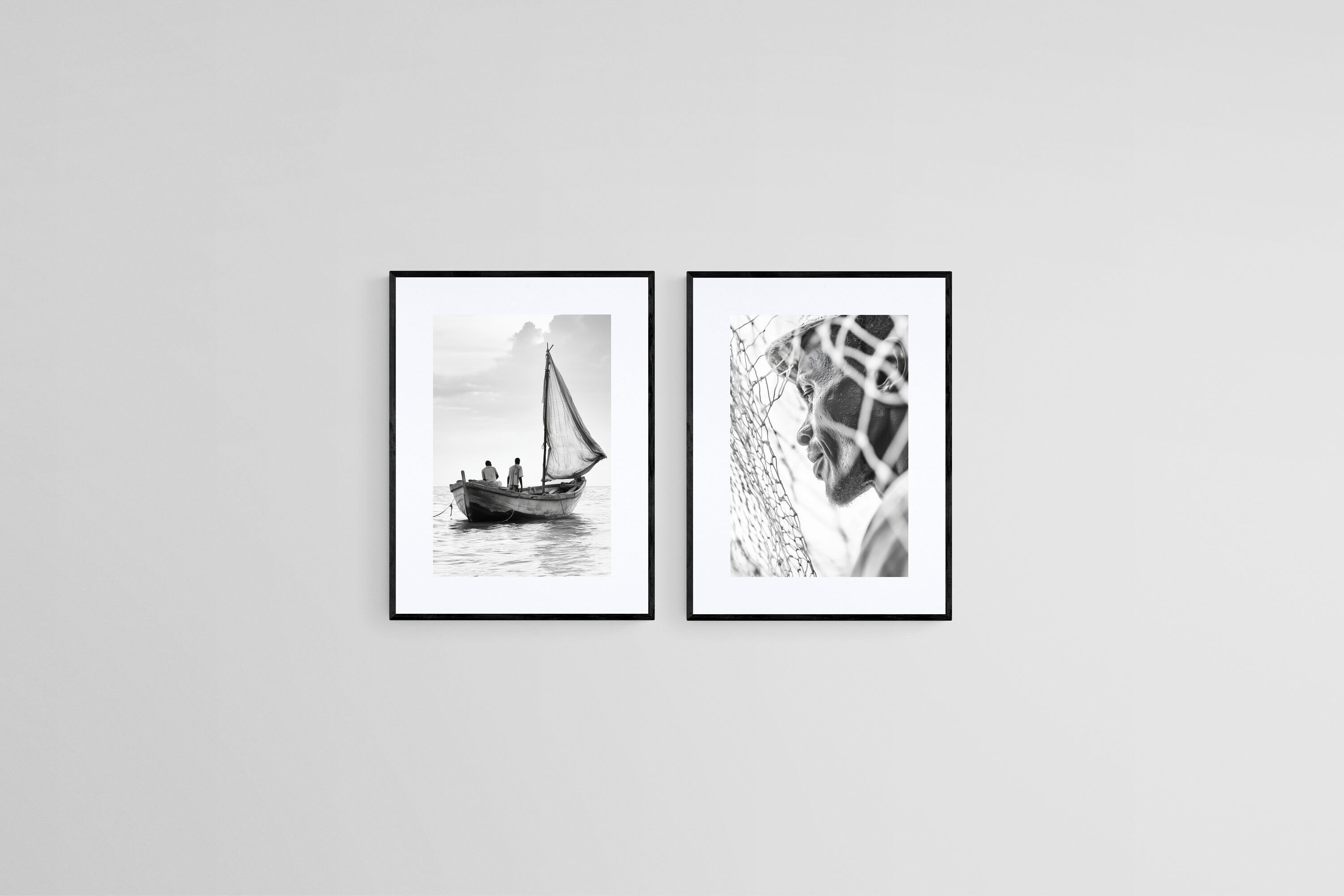 Freetown Fishermen-Wall_Art-45 x 60cm (x2)-Framed Print-Black-Pixalot