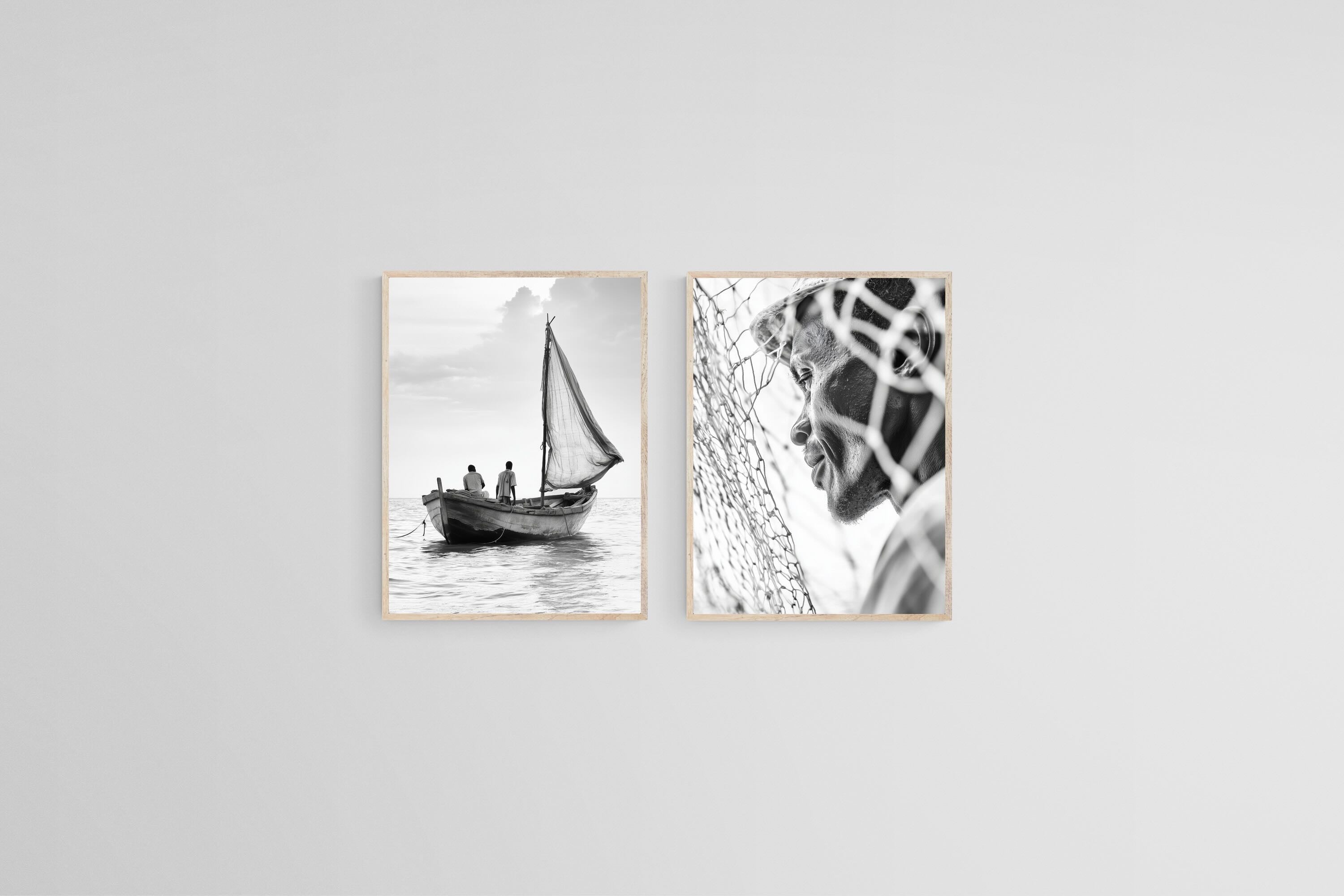 Freetown Fishermen-Wall_Art-45 x 60cm (x2)-Mounted Canvas-Wood-Pixalot