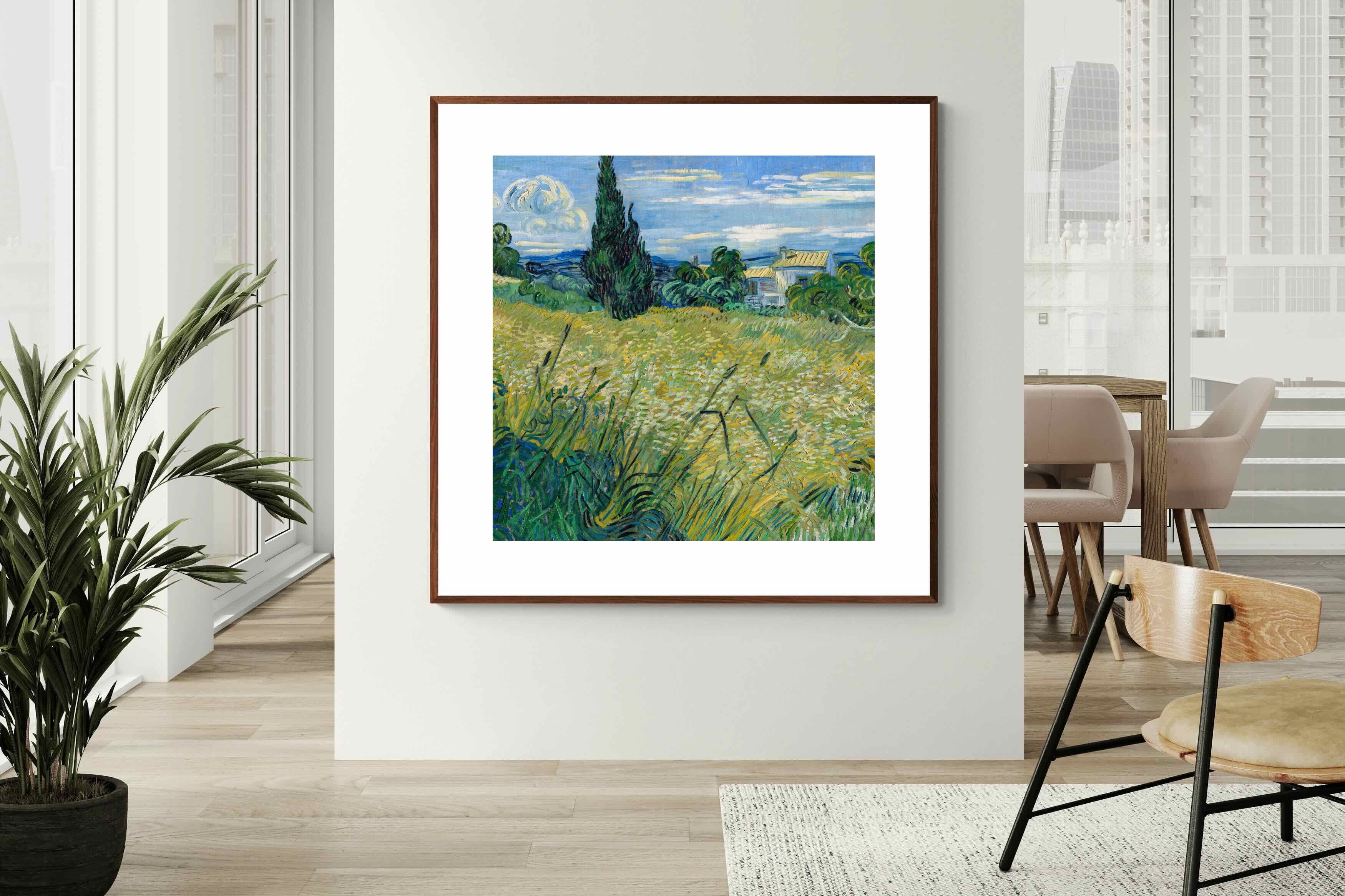 Pixalot Green Wheat Field with Cypress