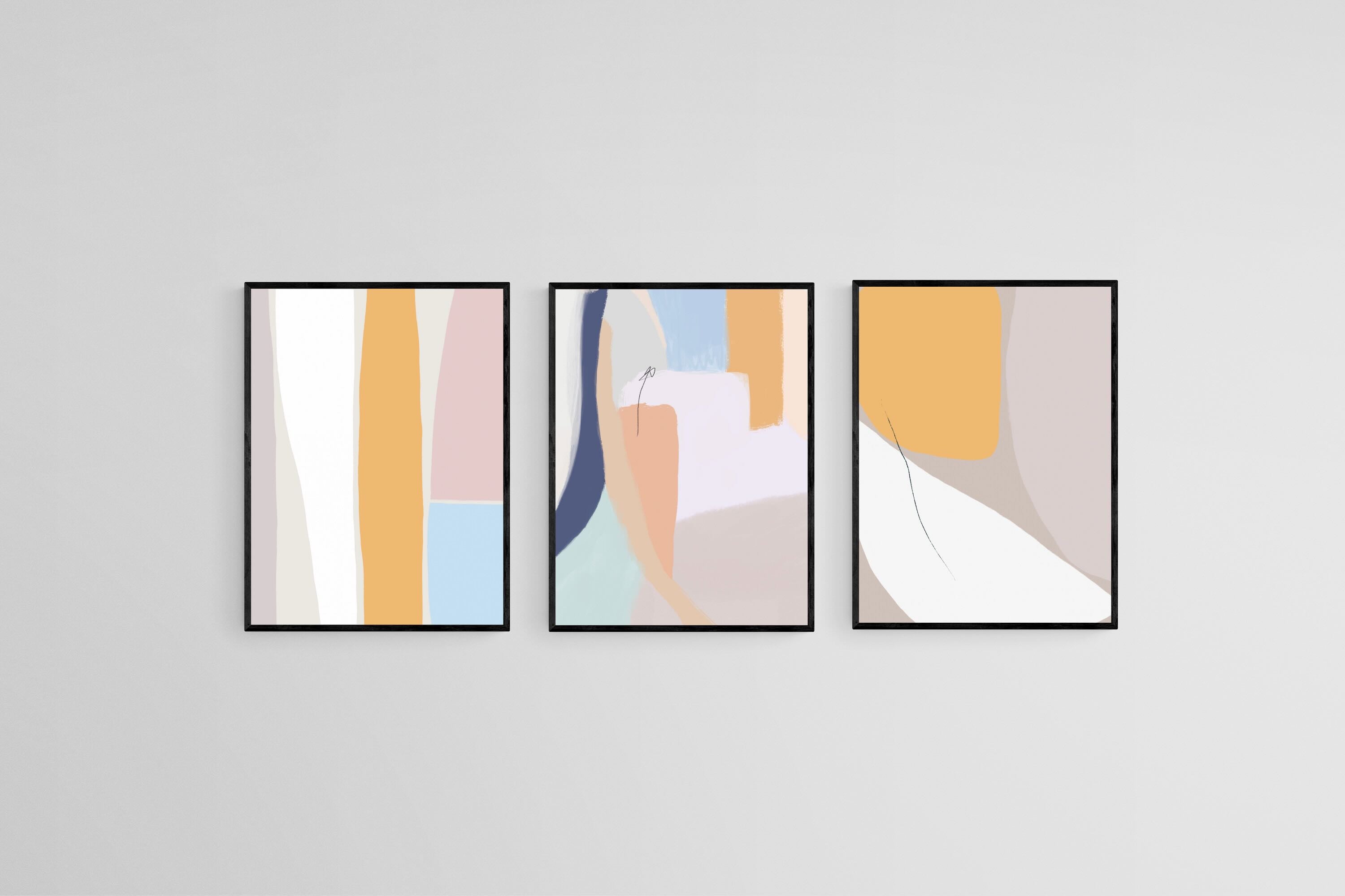 Hues of Colour Set-Wall_Art-45 x 60cm (x3)-Mounted Canvas-Black-Pixalot