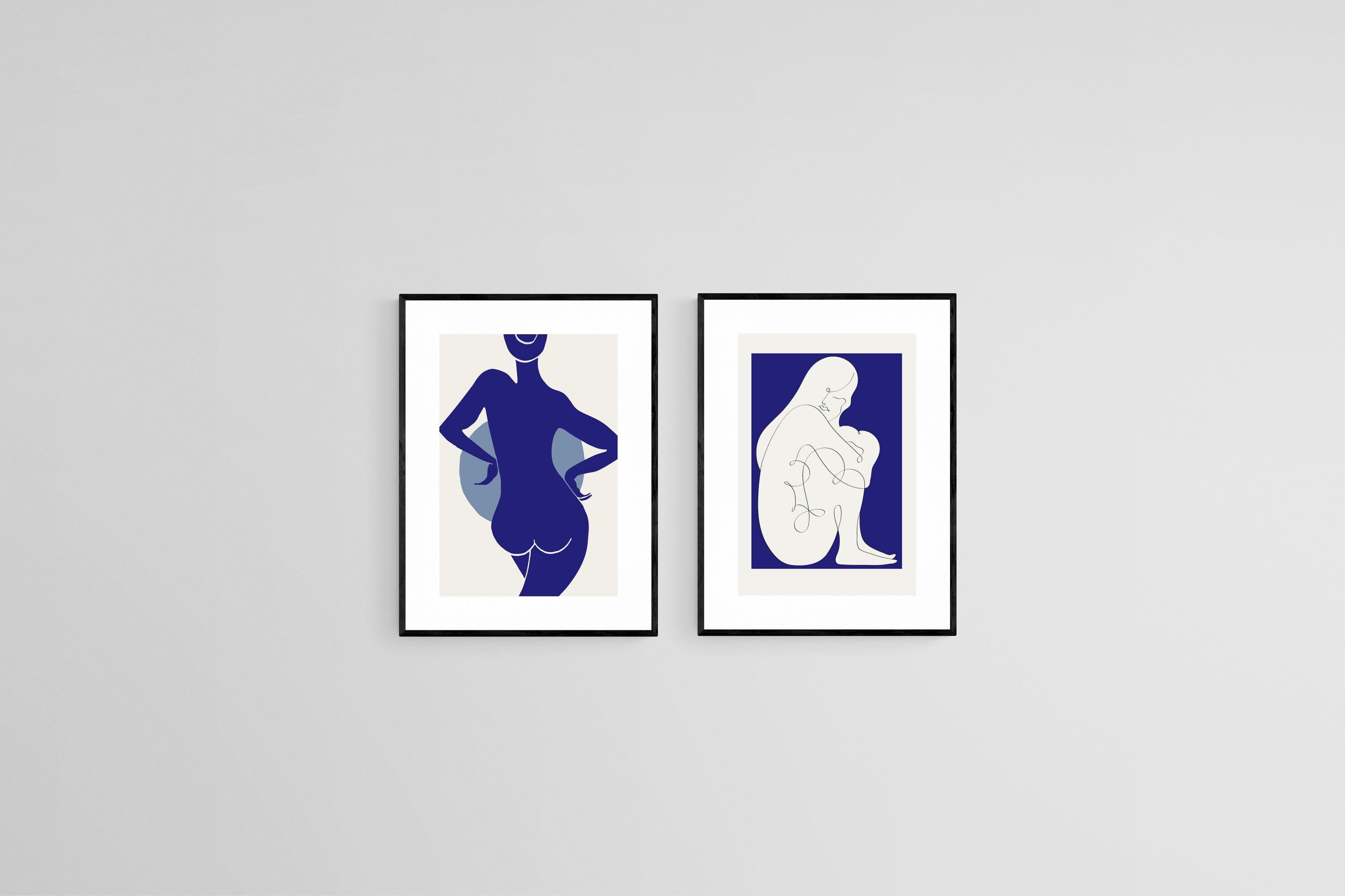 Indigo Nudes-Wall_Art-45 x 60cm (x2)-Framed Print-Black-Pixalot