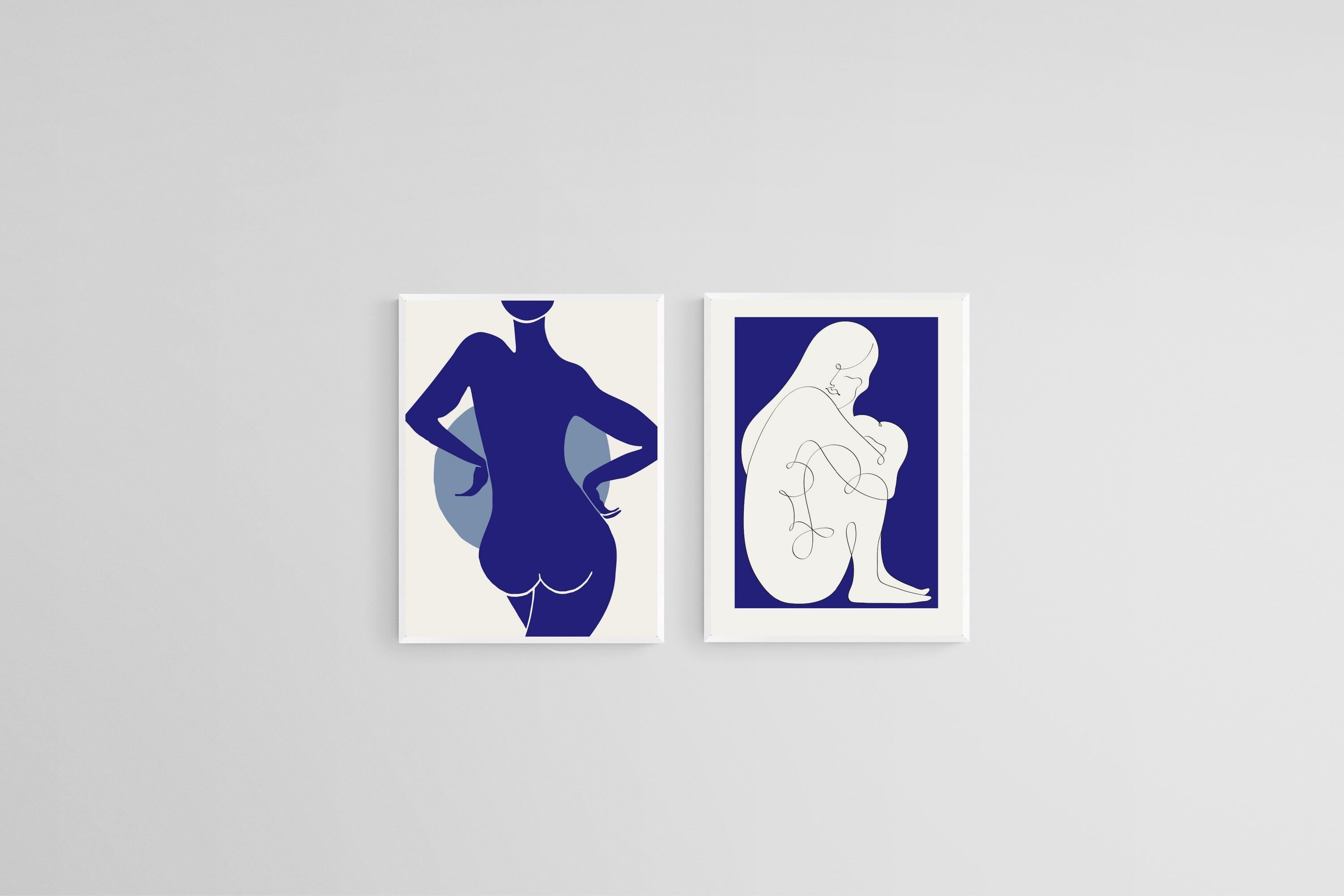 Indigo Nudes-Wall_Art-45 x 60cm (x2)-Mounted Canvas-White-Pixalot
