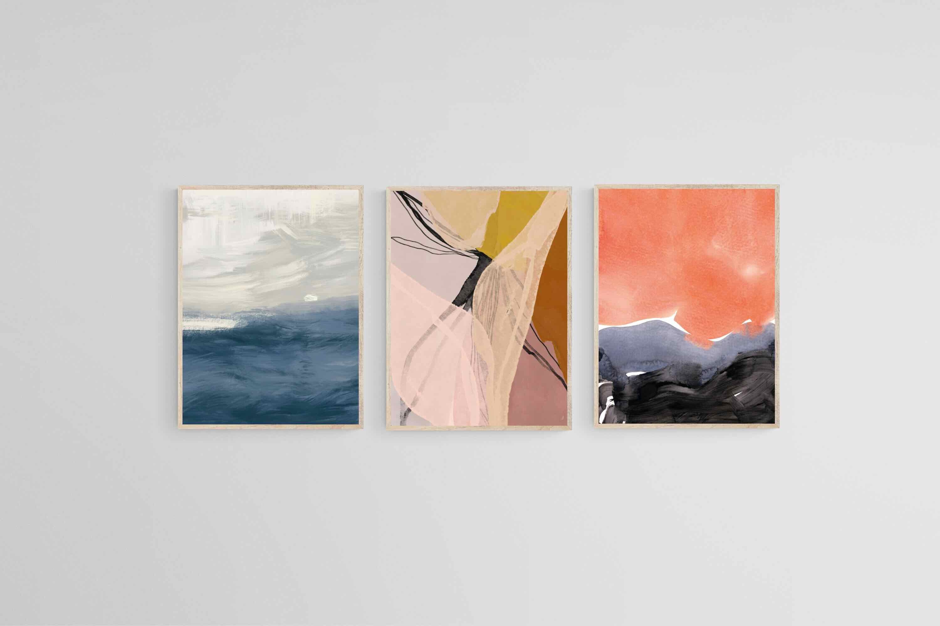 Joyful Abstract Set-Wall_Art-45 x 60cm (x3)-Mounted Canvas-Wood-Pixalot