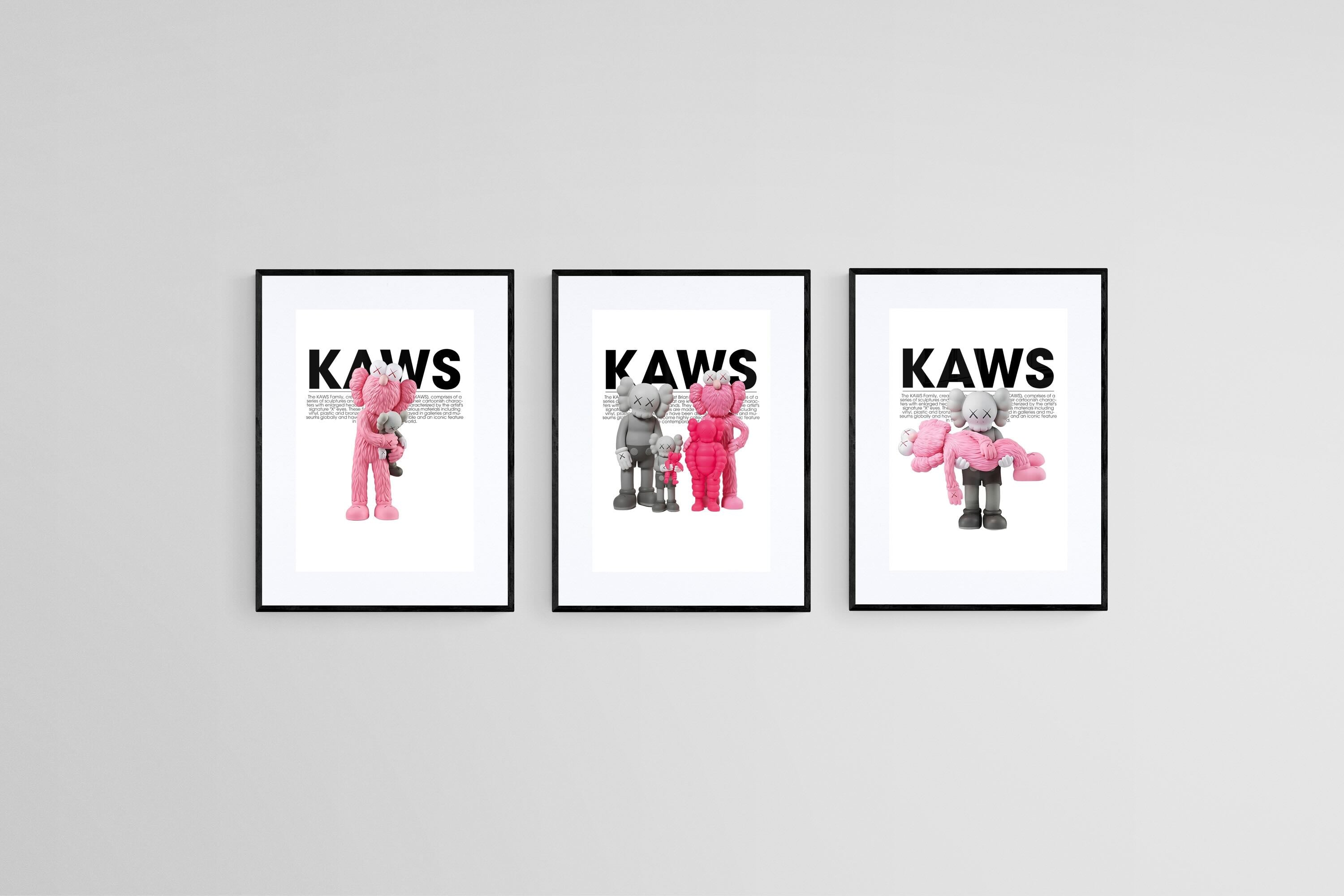 KAWS Family Set-Wall_Art-45 x 60cm (x3)-Framed Print-Black-Pixalot