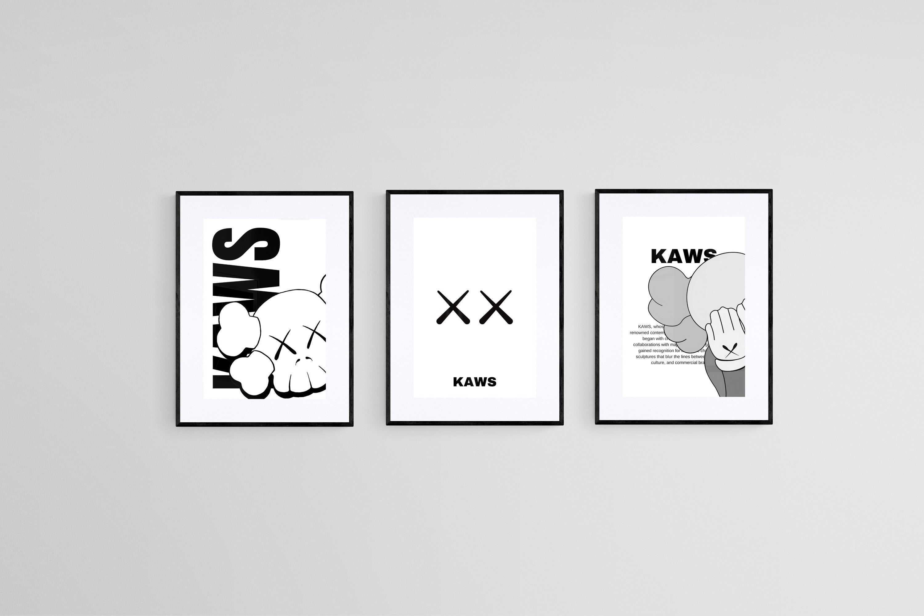 KAWS Set-Wall_Art-45 x 60cm (x3)-Framed Print-Black-Pixalot