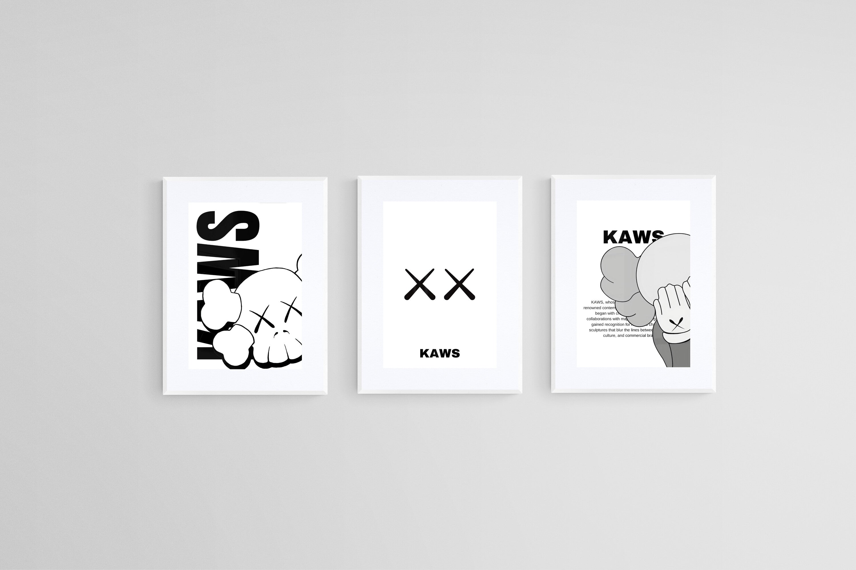 KAWS Set-Wall_Art-45 x 60cm (x3)-Framed Print-White-Pixalot