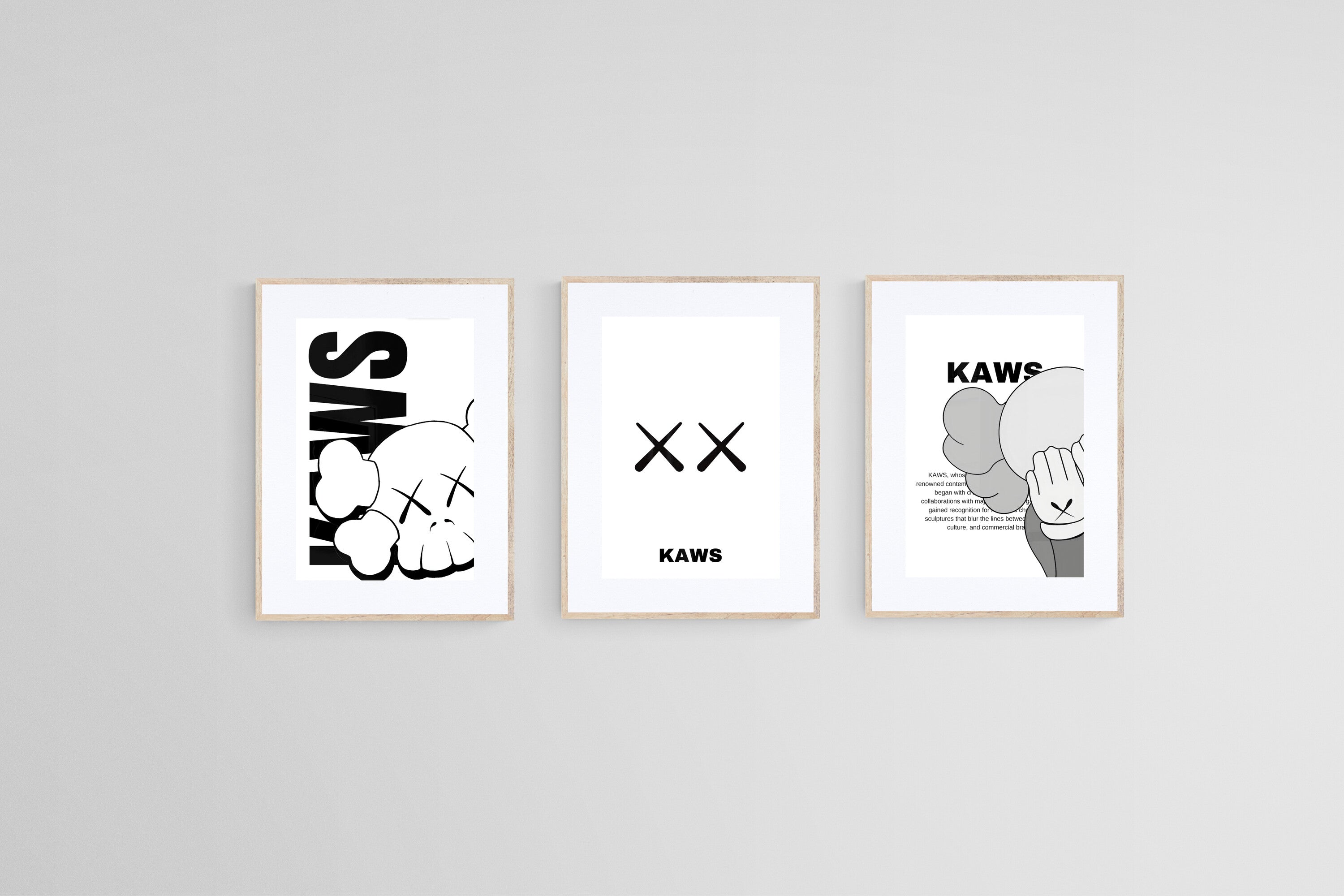KAWS Set-Wall_Art-45 x 60cm (x3)-Framed Print-Wood-Pixalot