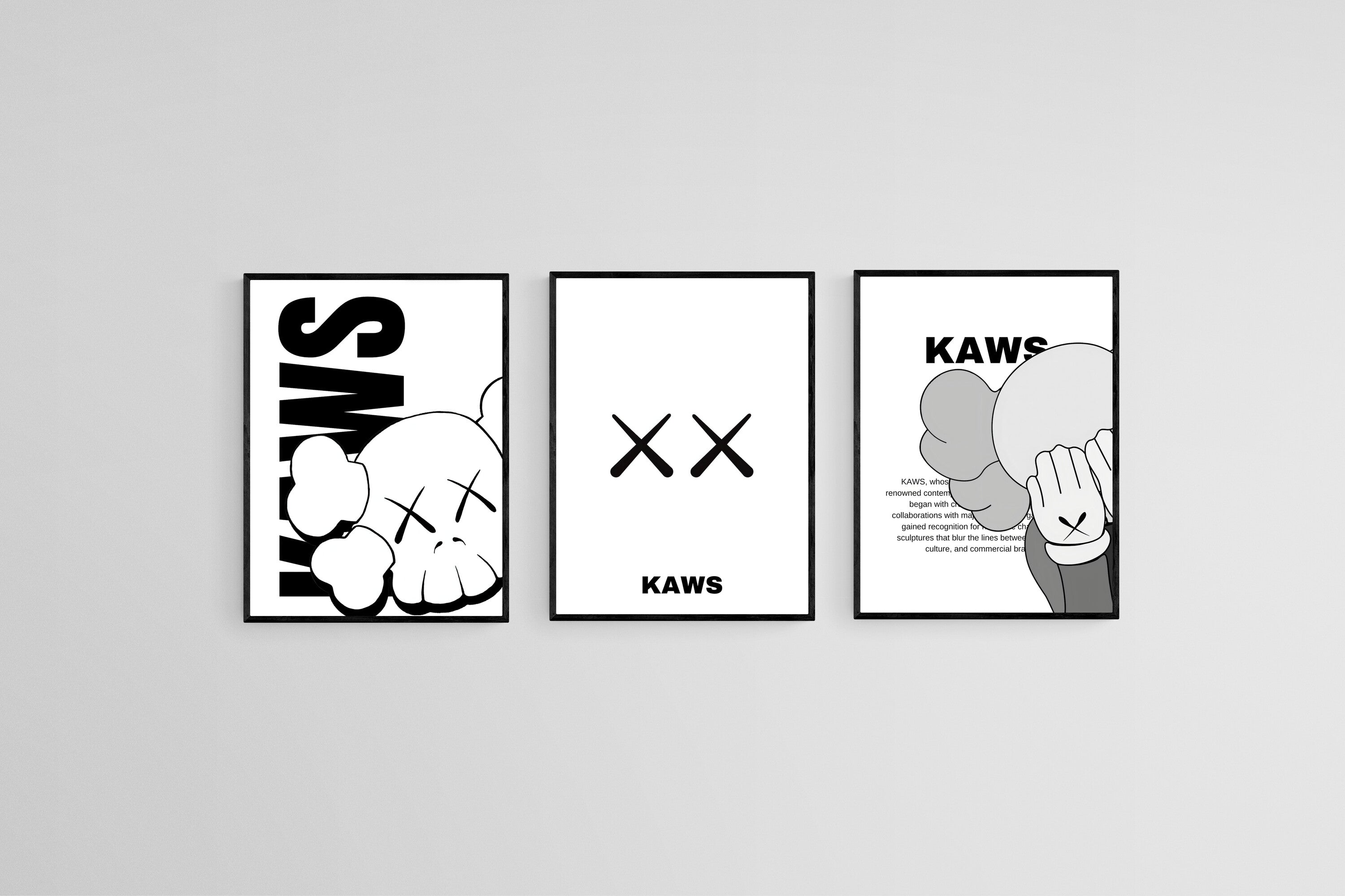 KAWS Set-Wall_Art-45 x 60cm (x3)-Mounted Canvas-Black-Pixalot