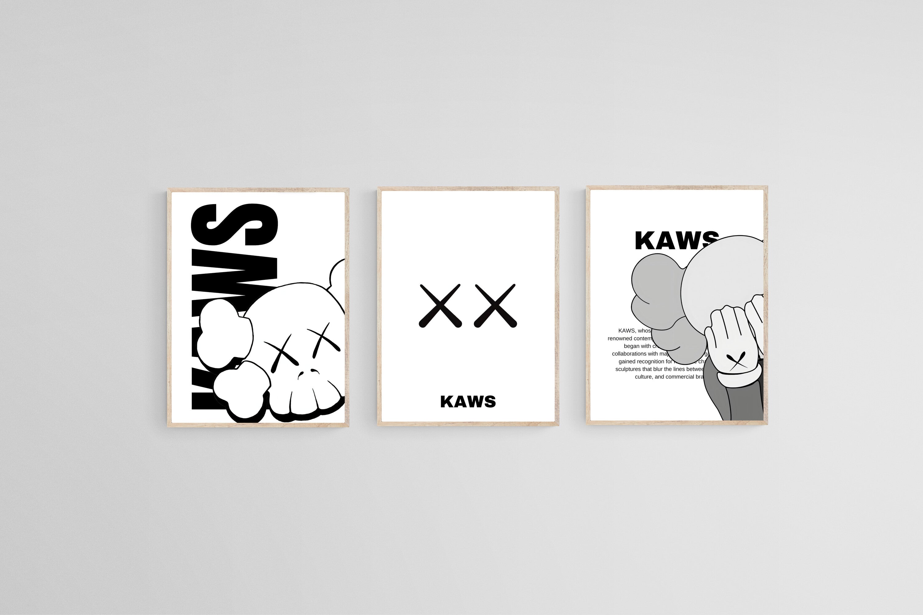 KAWS Set-Wall_Art-45 x 60cm (x3)-Mounted Canvas-Wood-Pixalot