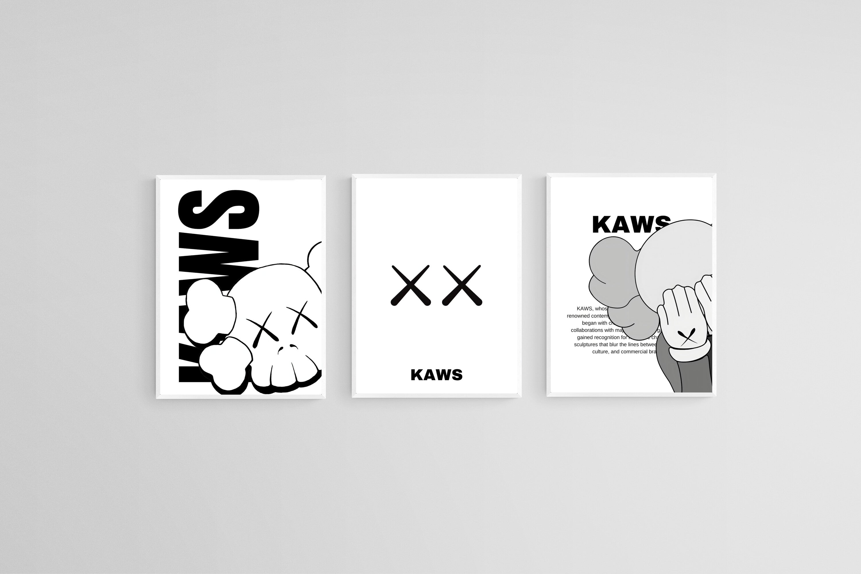 KAWS Set-Wall_Art-45 x 60cm (x3)-Mounted Canvas-White-Pixalot