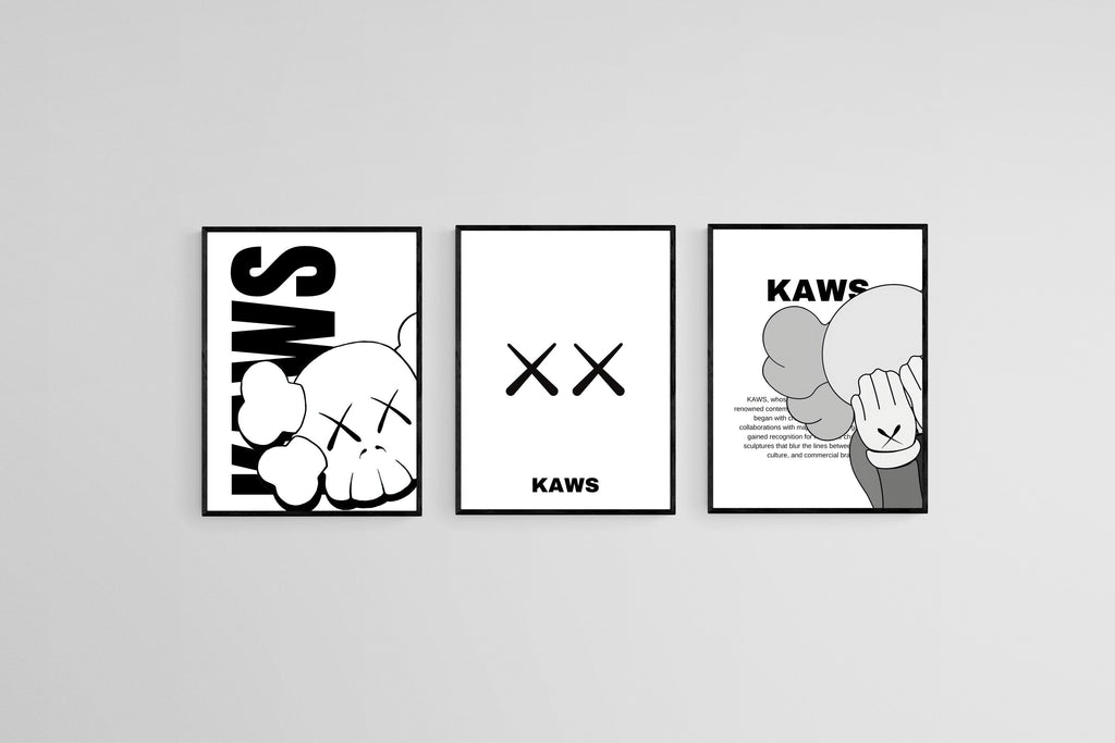 KAWS Set | SALE-Wall_Art-60 x 80cm (x3)-Mounted Canvas-Black-Pixalot