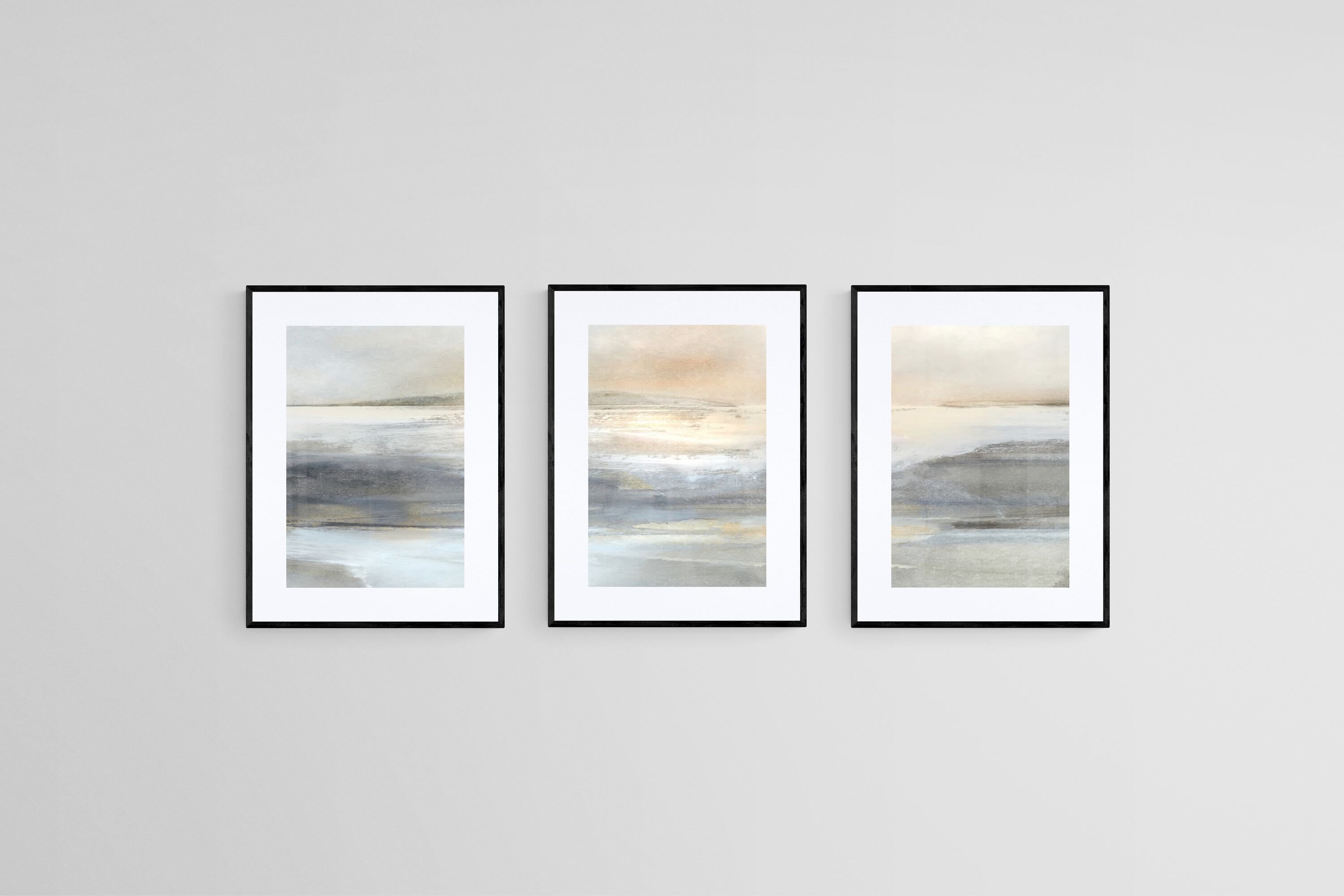Land Set-Wall_Art-45 x 60cm (x3)-Framed Print-Black-Pixalot