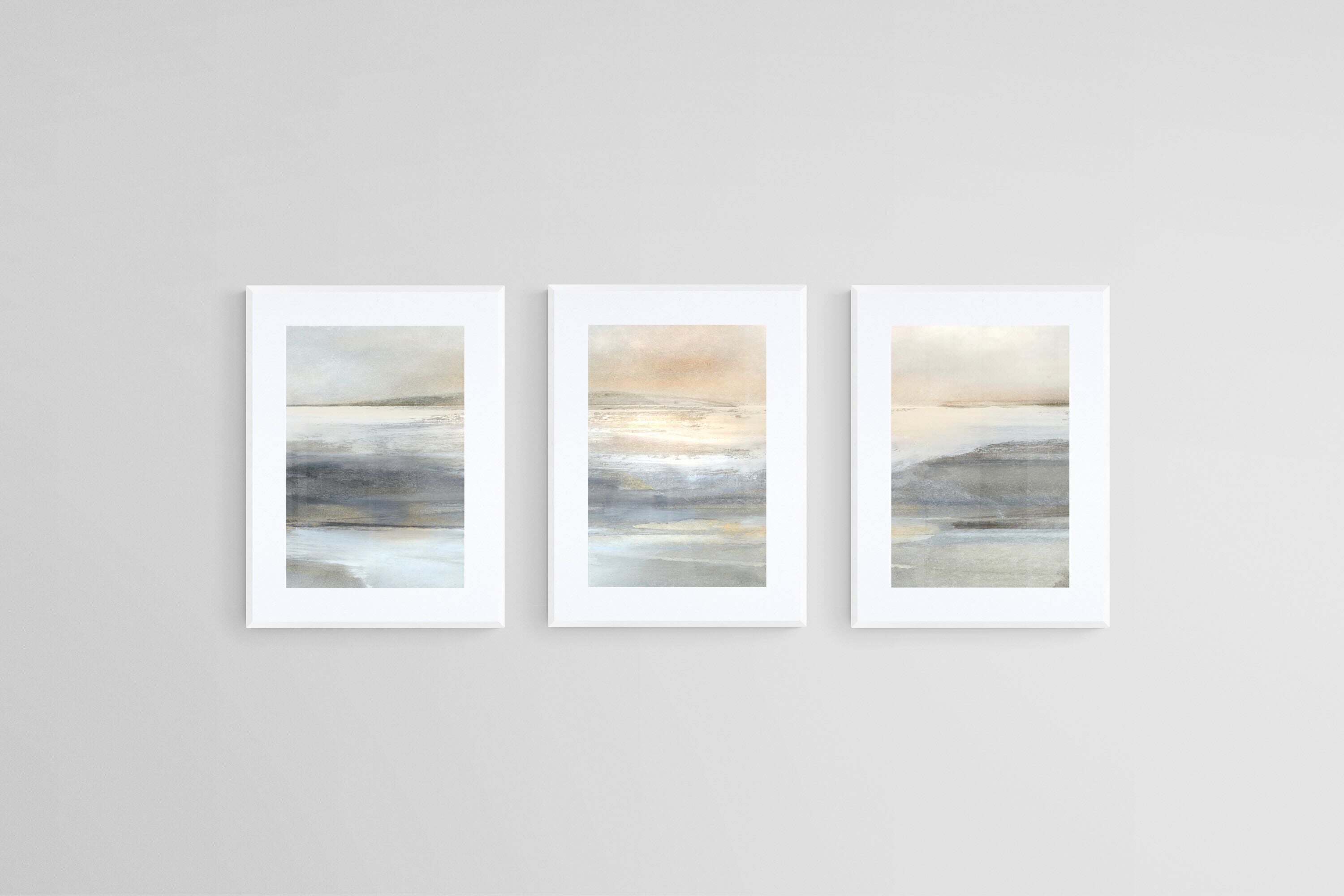 Land Set-Wall_Art-45 x 60cm (x3)-Framed Print-White-Pixalot